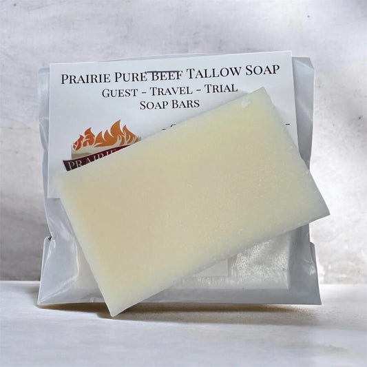 Pure beef tallow soap bar for travel or guest use, handmade and natural ingredients