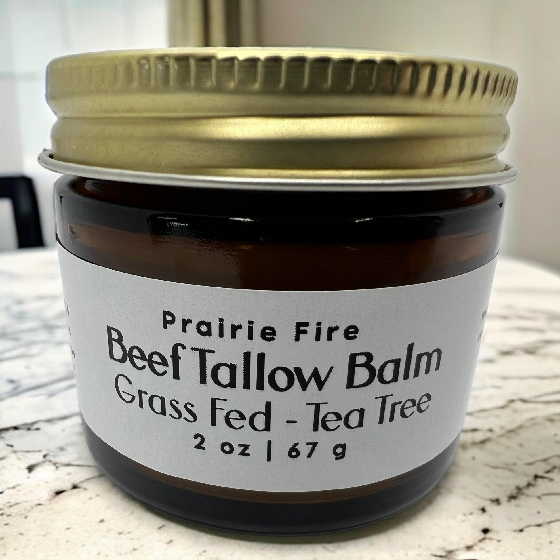 Beef Tallow Balm - 2 oz - Organic Grass Fed and Finished Tallow- Moisturizing Skin Care - Prairie Fire Tallow, Candles, and Lavender