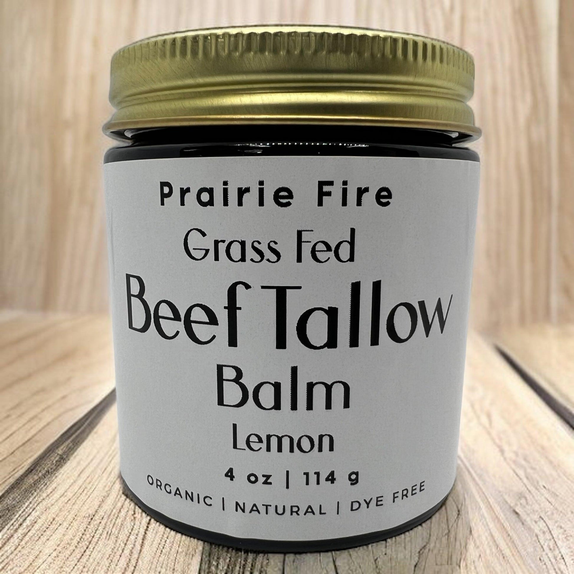 Beef Tallow Balm - 4 oz - Organic Grass Fed and Finished Tallow - Moisturizing Skin Care - Prairie Fire Tallow, Candles, and Lavender