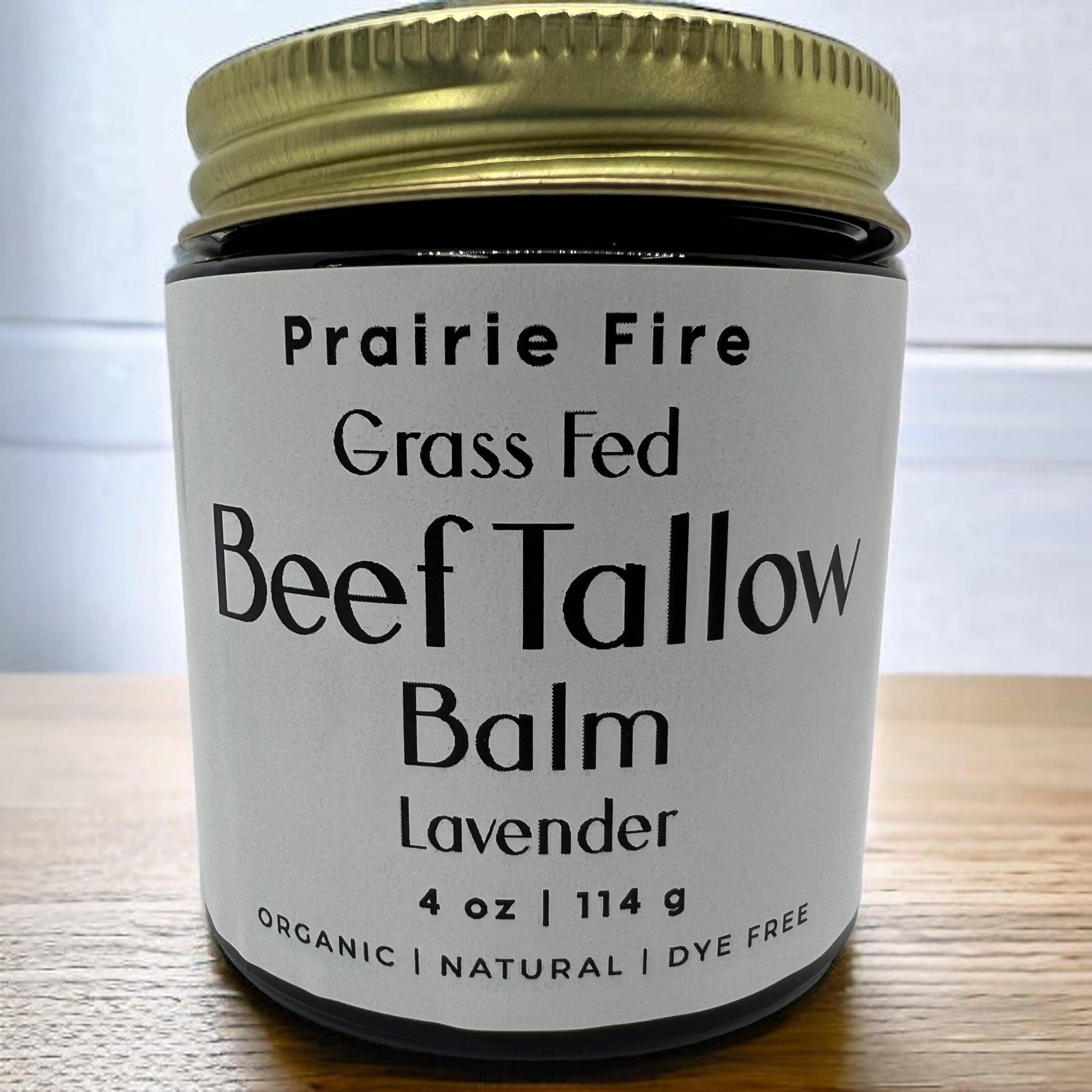 Beef Tallow Balm - 4 oz - Organic Grass Fed and Finished Tallow - Moisturizing Skin Care - Prairie Fire Tallow, Candles, and Lavender