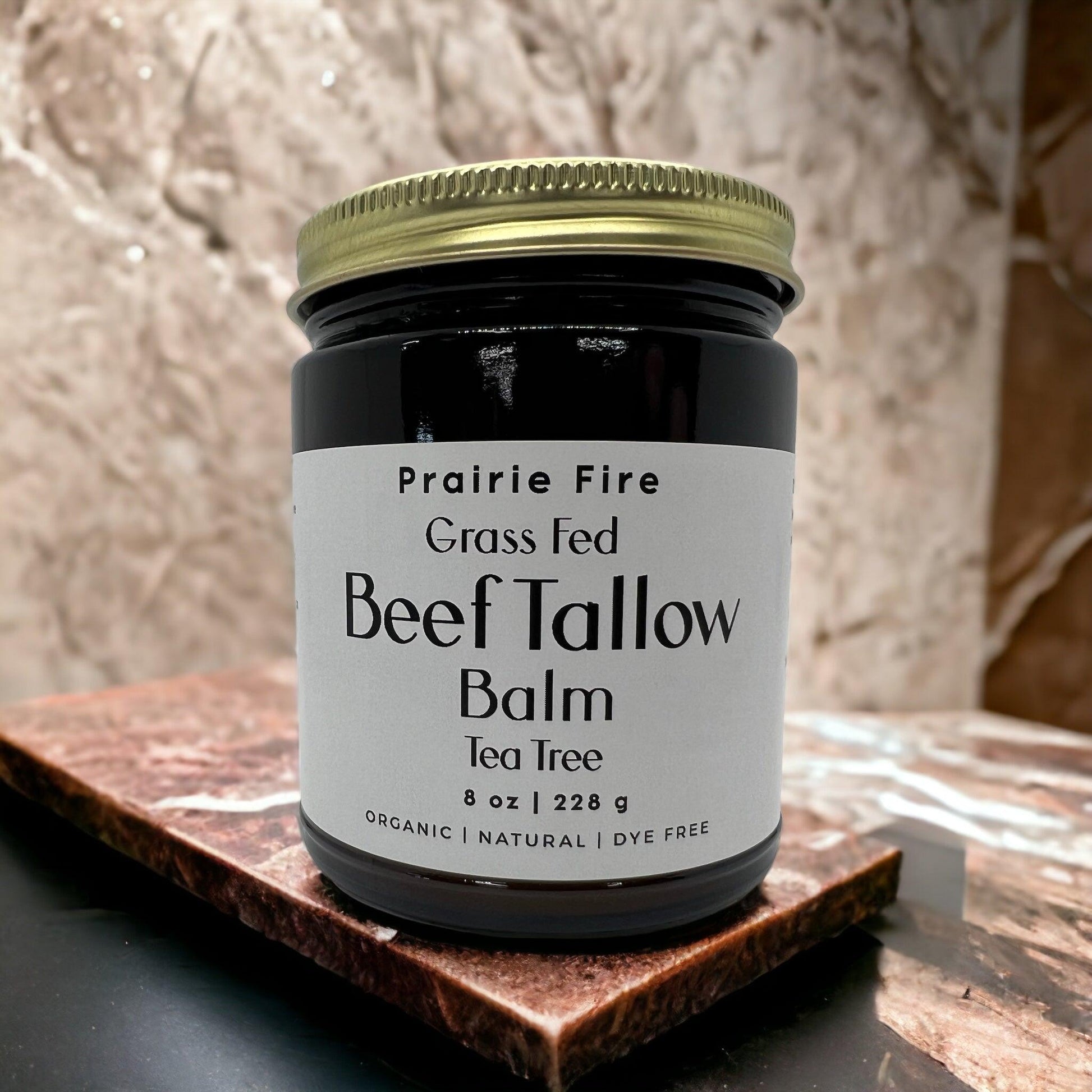 Beef Tallow Balm - 8 oz - Organic Grass Fed and Finished - Moisturizing Skin Care - Prairie Fire Tallow, Candles, and Lavender
