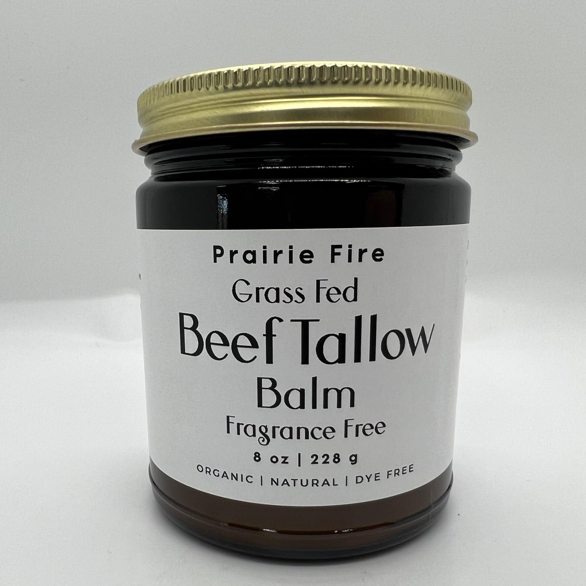 Beef Tallow Balm - 8 oz - Organic Grass Fed and Finished - Moisturizing Skin Care - Prairie Fire Tallow, Candles, and Lavender