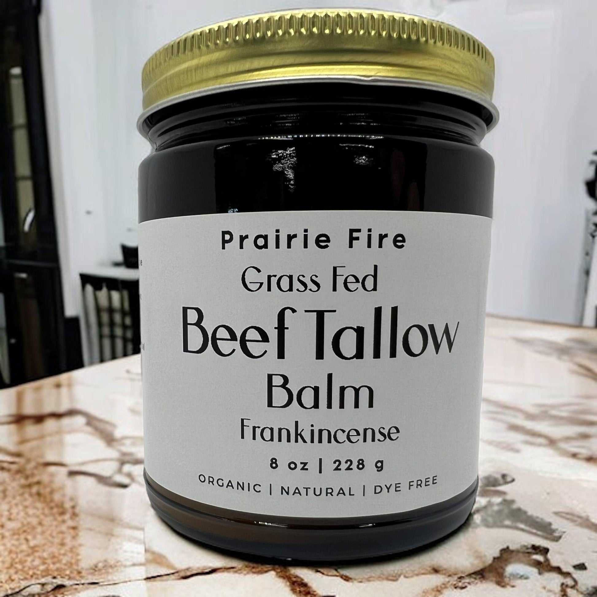 Beef Tallow Balm - 8 oz - Organic Grass Fed and Finished - Moisturizing Skin Care - Prairie Fire Tallow, Candles, and Lavender