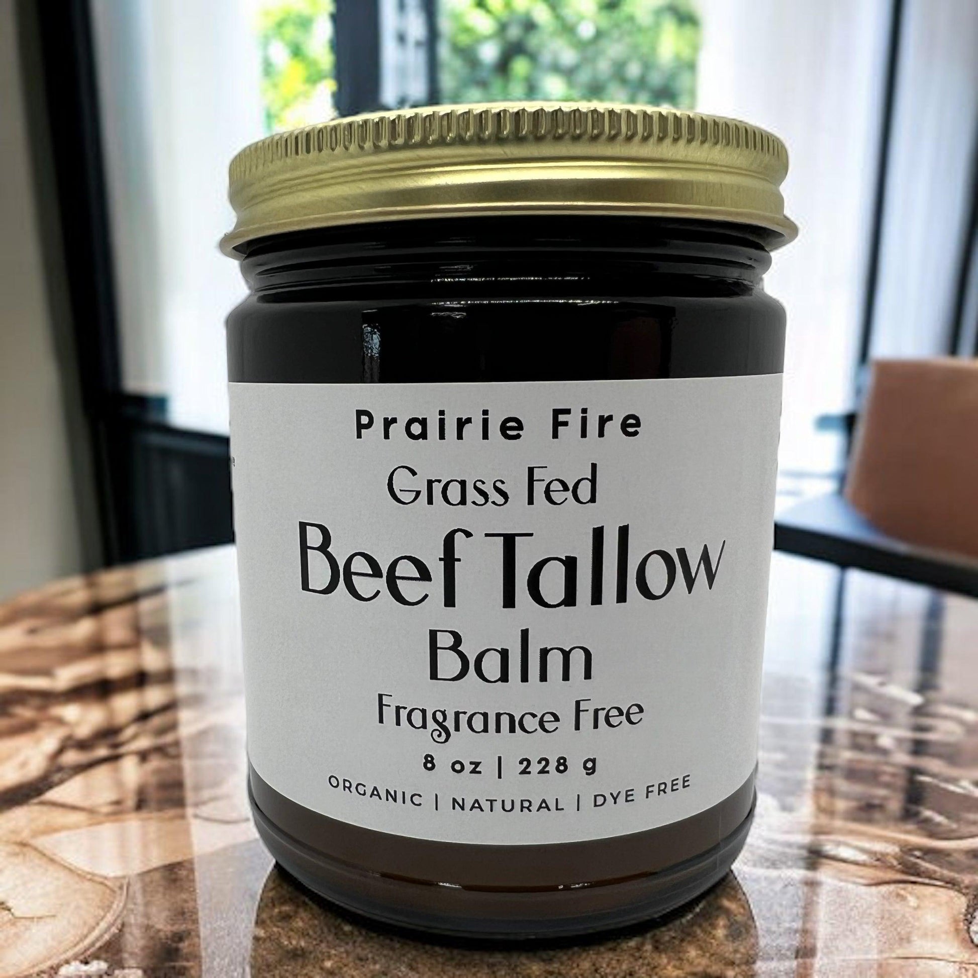 Beef Tallow Balm - 8 oz - Organic Grass Fed and Finished - Moisturizing Skin Care - Prairie Fire Tallow, Candles, and Lavender