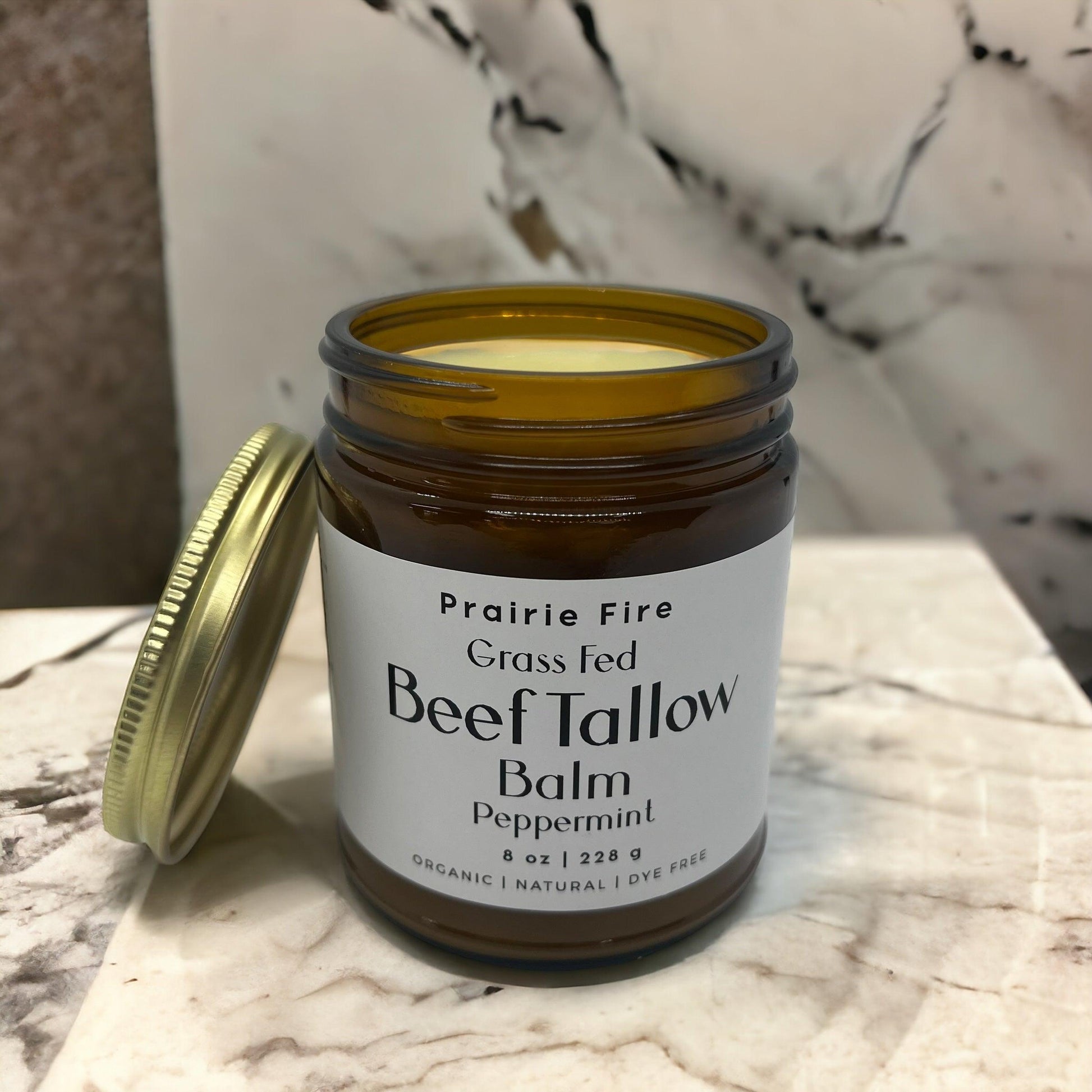 Beef Tallow Balm - 8 oz - Organic Grass Fed and Finished - Moisturizing Skin Care - Prairie Fire Tallow, Candles, and Lavender