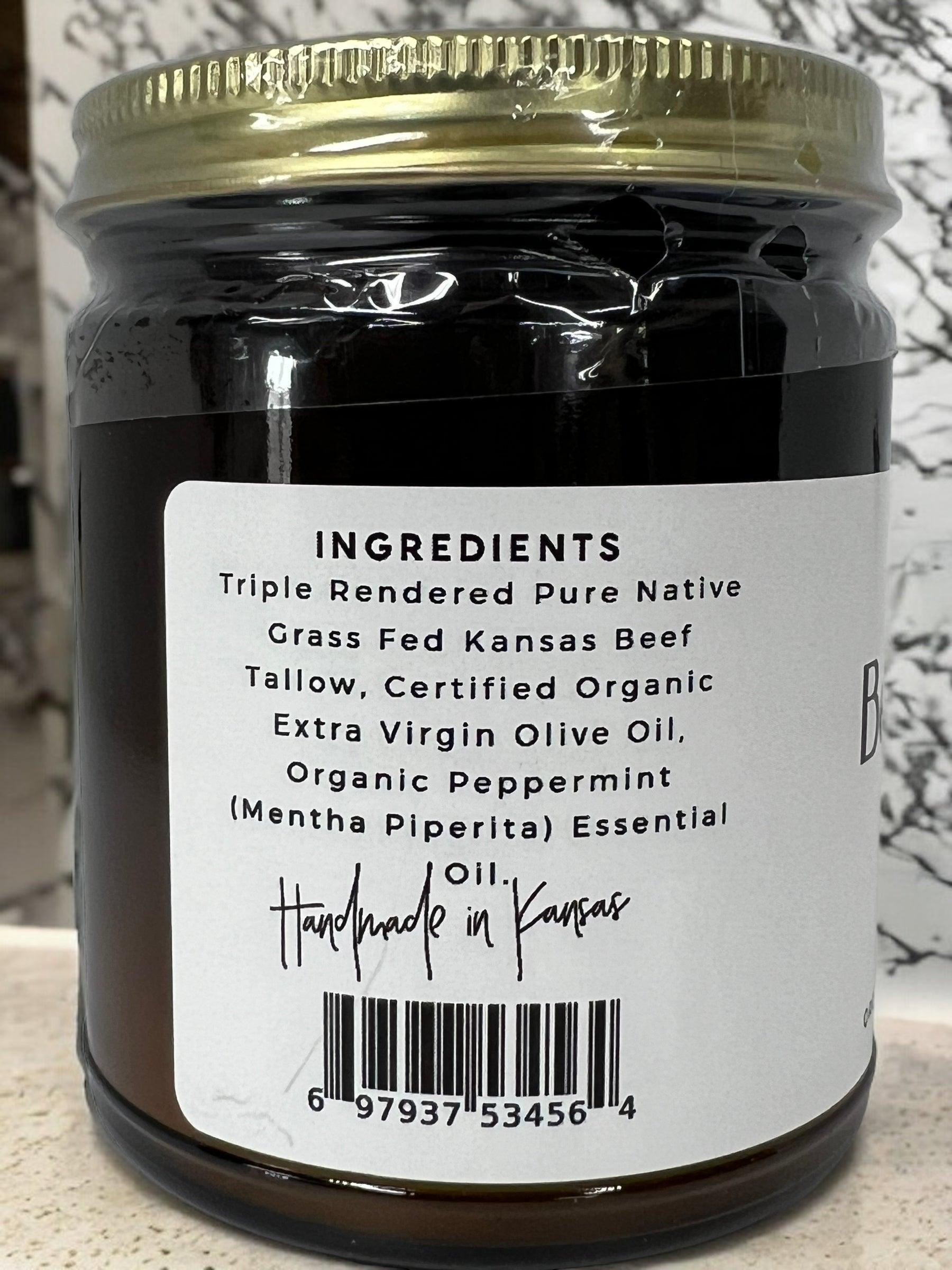 Beef Tallow Balm - 8 oz - Organic Grass Fed and Finished - Moisturizing Skin Care - Prairie Fire Tallow, Candles, and Lavender