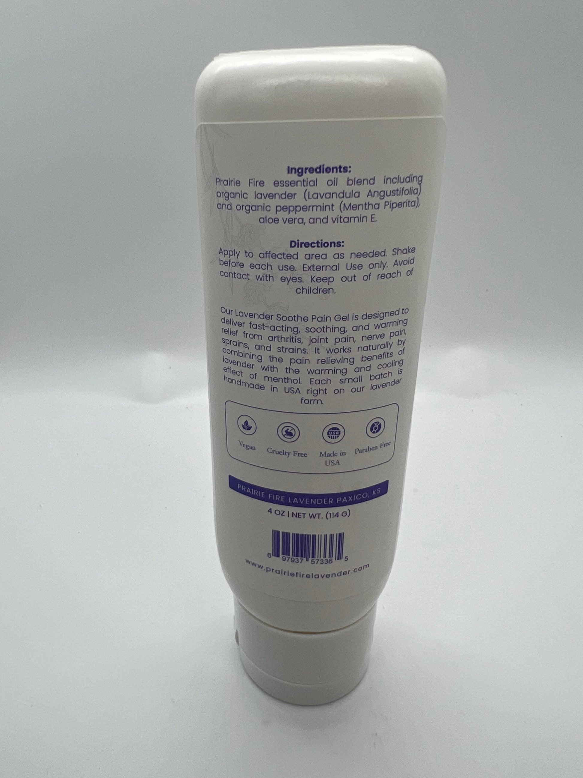 Lavender & Menthol Soothe Pain Gel - 4 oz. (Prairie Fire Lavender Farm Richter's) - Prairie Fire Tallow, Candles, and Lavender