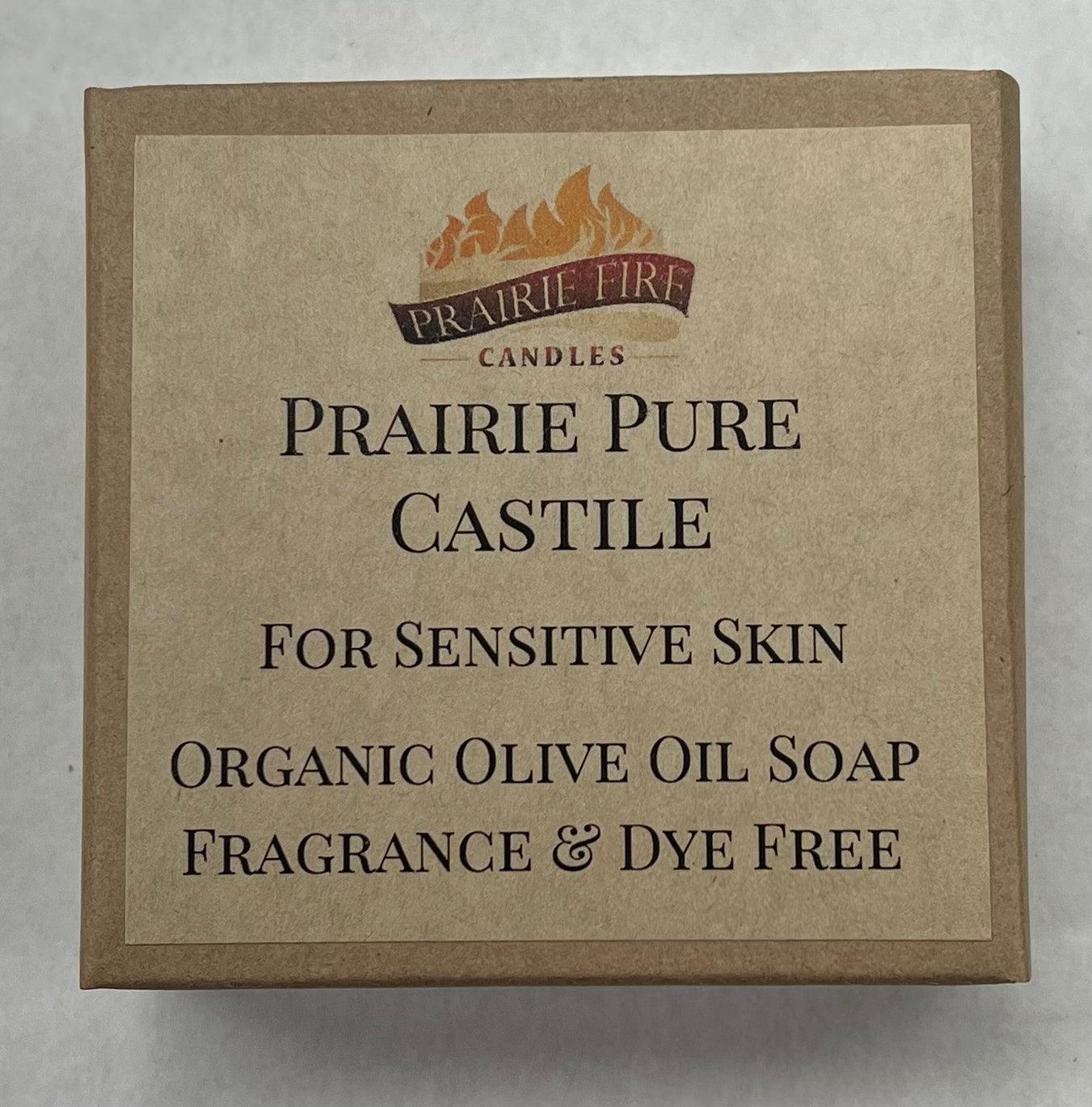 Pure Real Castile Organic Olive Oil Soap for Sensitive Skin - Fragrance Free and Dye Free - 100% Certified Organic Extra Virgin Olive Oil - Prairie Fire Candles