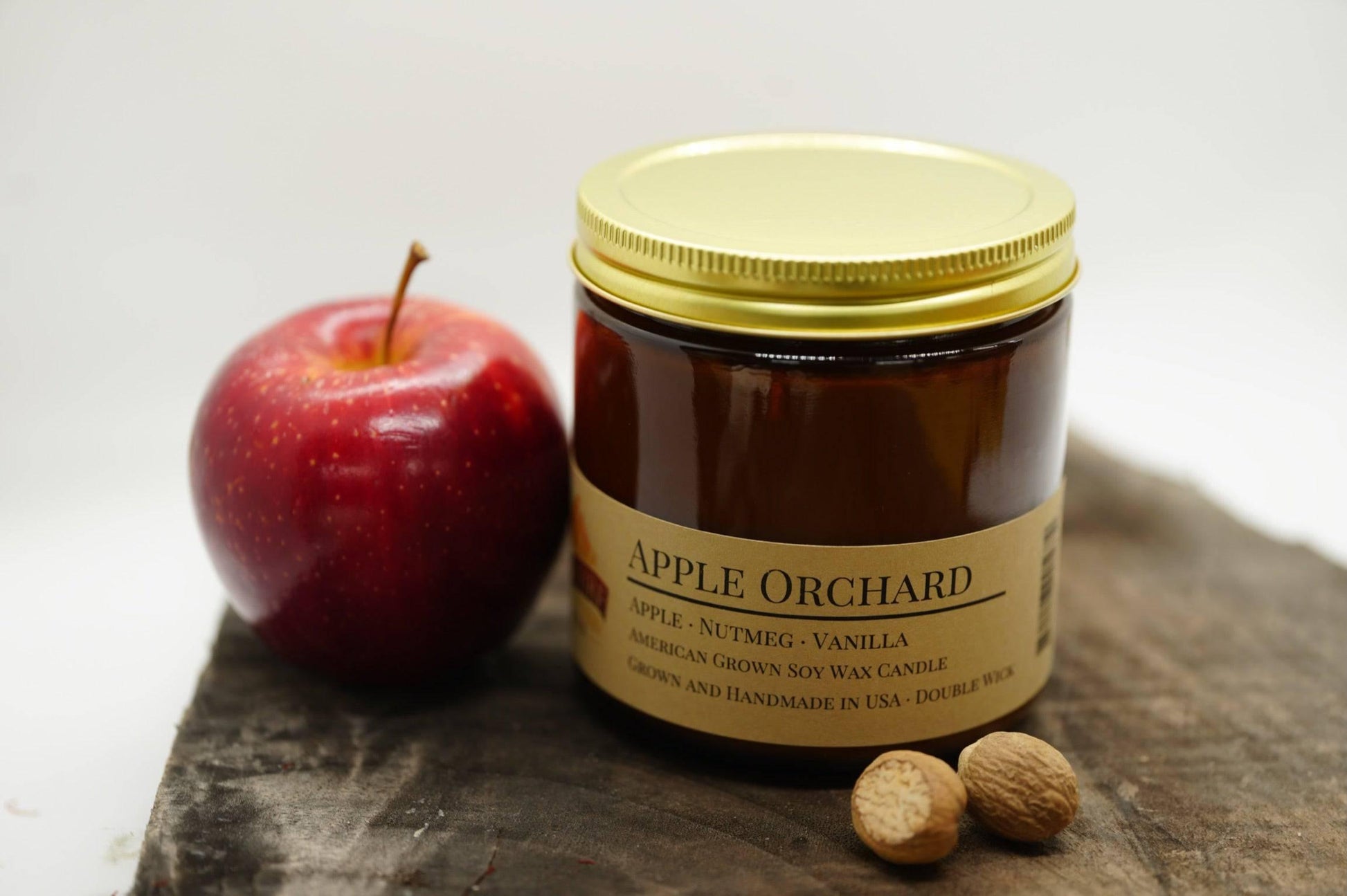 Apple Orchard Soy Wax Candle | 16 oz Double Wick Amber Apothecary Jar Candle - Prairie Fire Candles