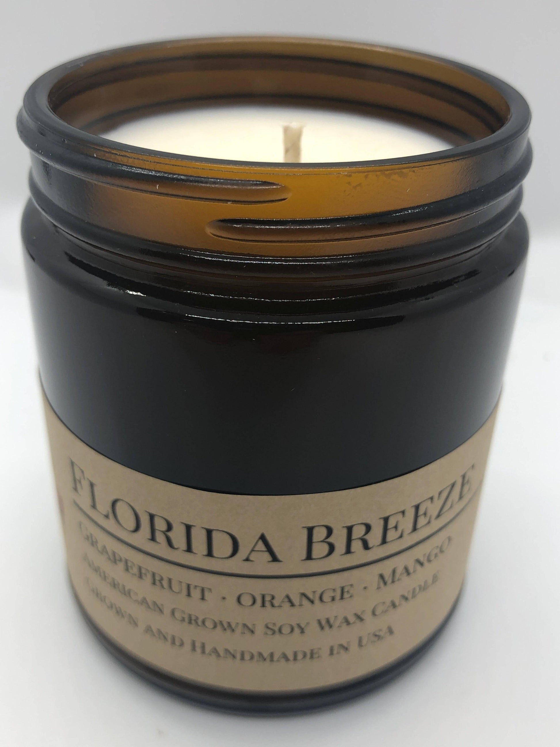 Florida Breeze Soy Wax Candle | 9 oz Amber Apothecary Jar - Prairie Fire Candles
