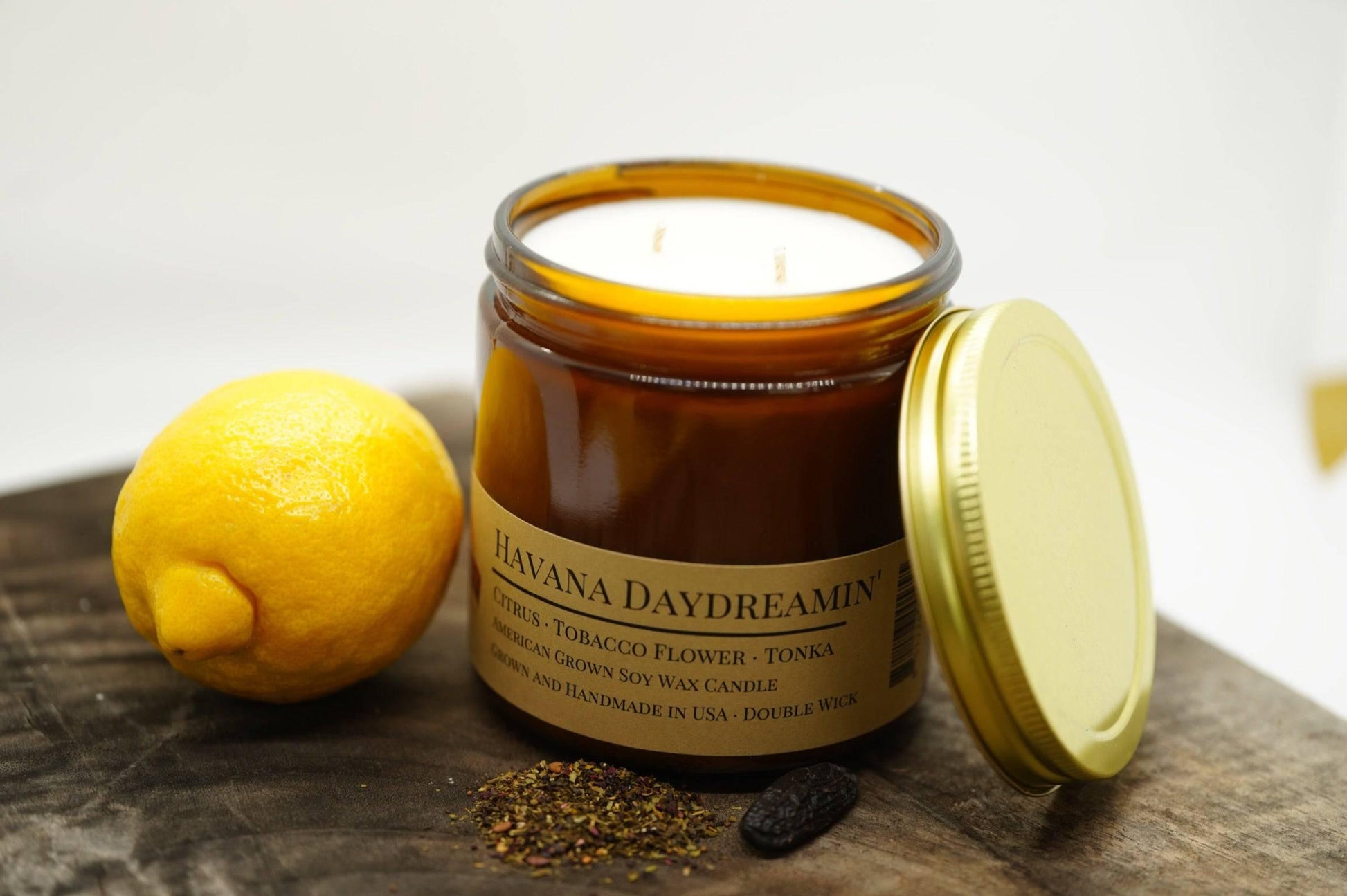 Havana Daydreamin' Soy Wax Candle | 16 oz Double Wick Amber Apothecary Jar - Prairie Fire Candles