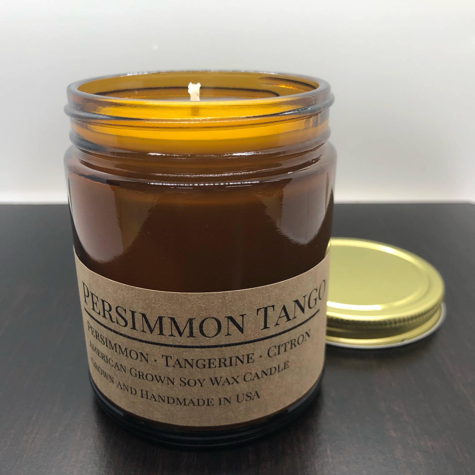 Persimmon Tango Soy Wax Candle | 9 oz Amber Apothecary Jar - Prairie Fire Candles