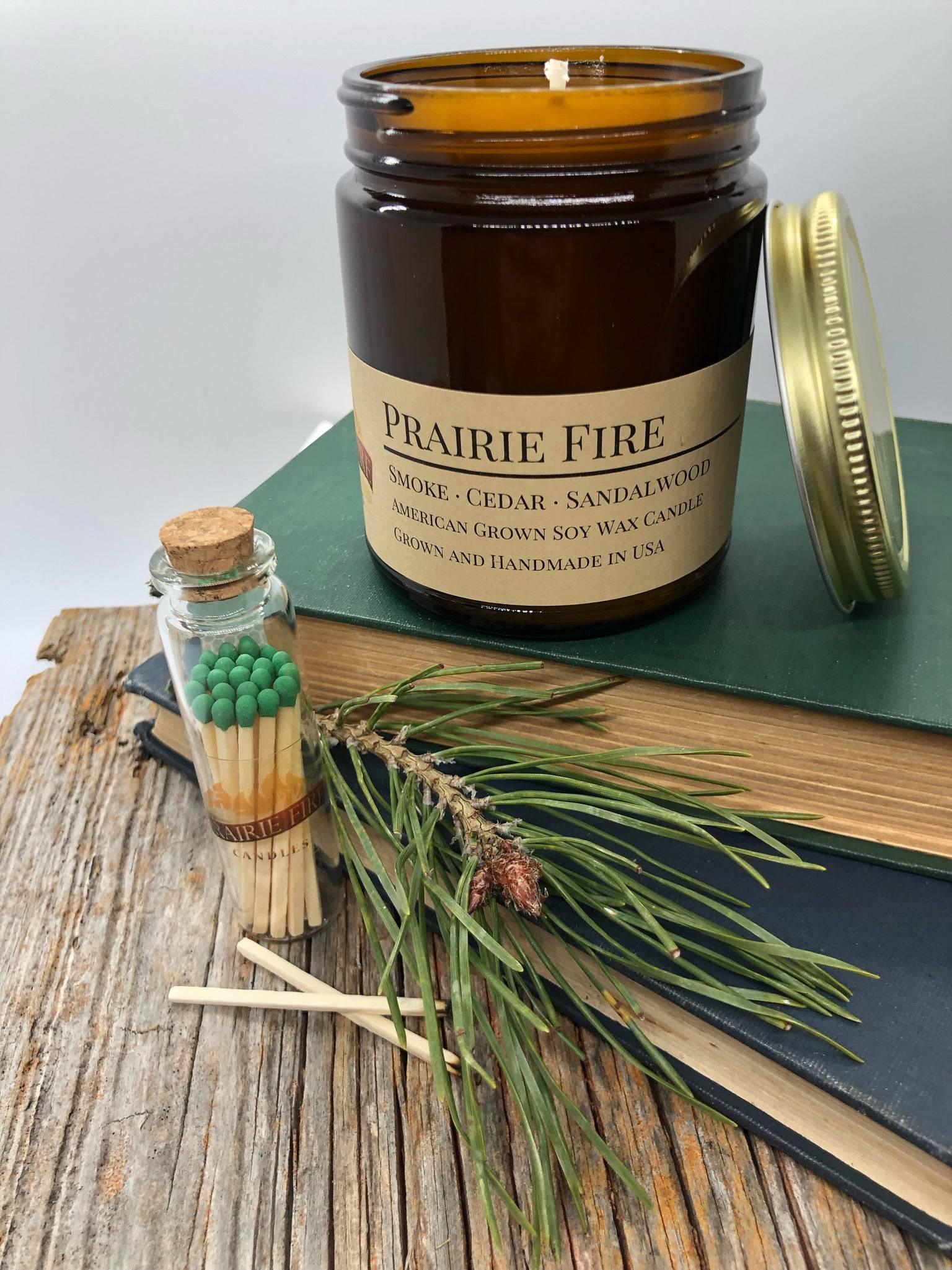 Prairie Fire Soy Wax Candle | 9 oz Amber Apothecary Jar - Prairie Fire Candles