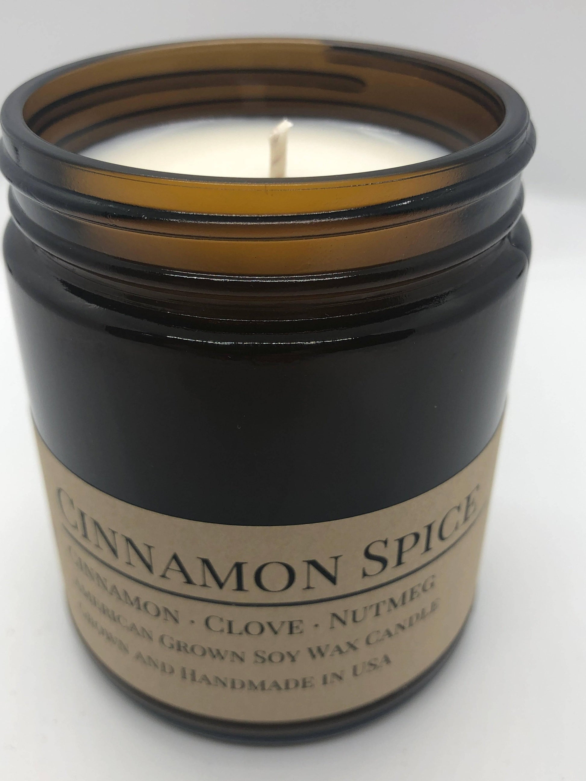Cinnamon Spice Soy Wax Candle | 9 oz Amber Apothecary Jar - Prairie Fire Candles