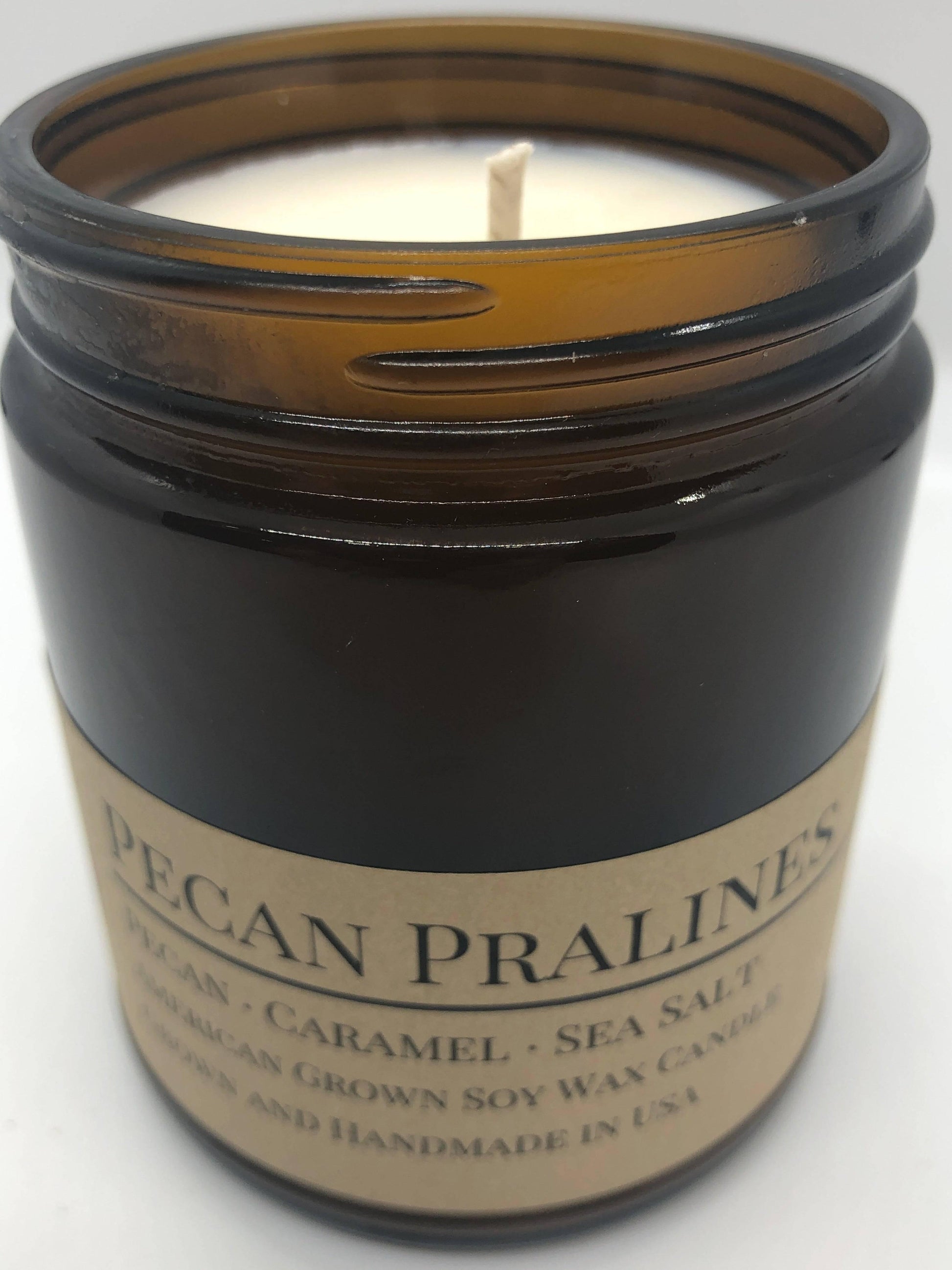 Pecan Pralines Soy Wax Candle | 9 oz Amber Apothecary Jar - Prairie Fire Candles