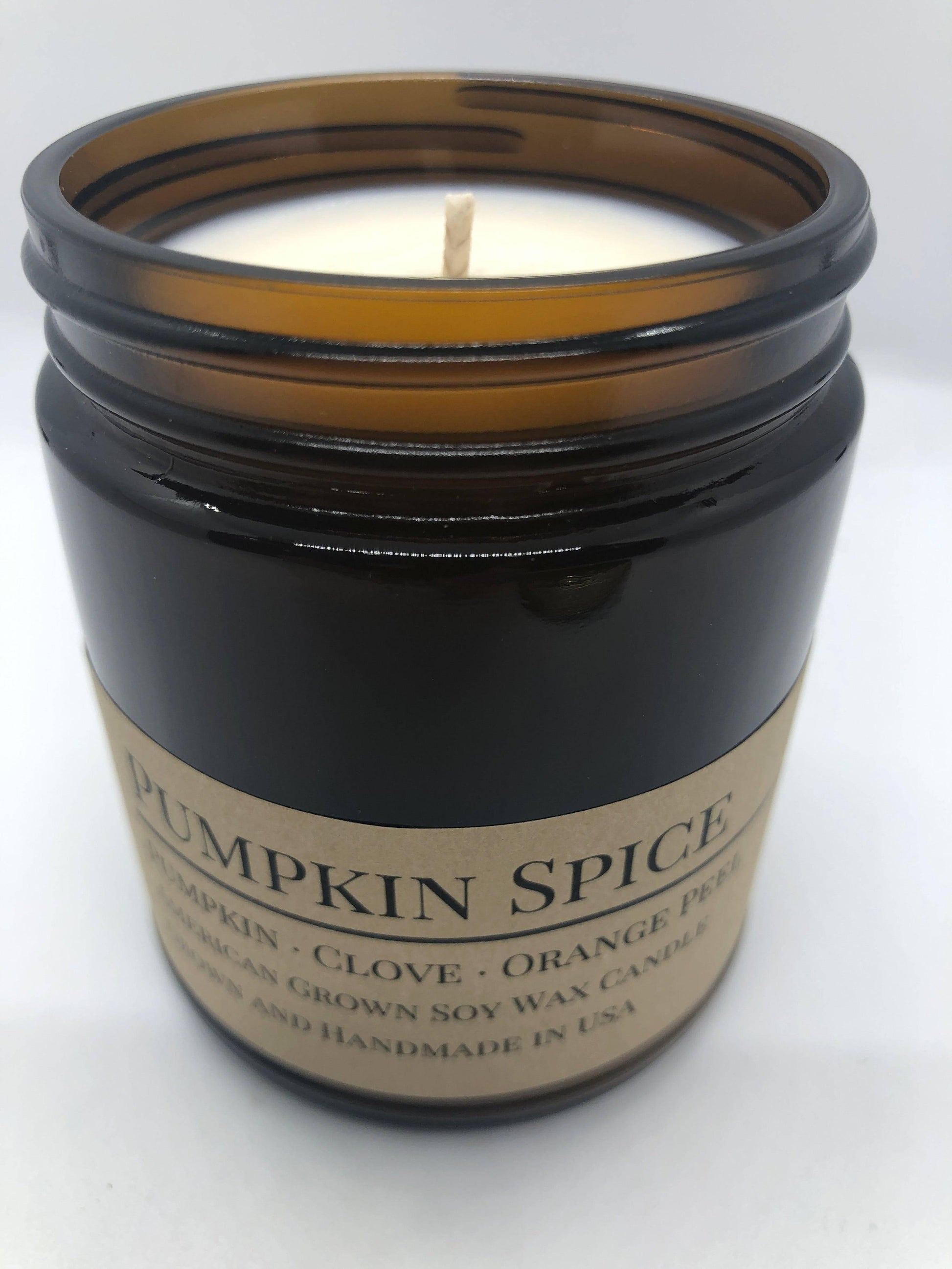 Pumpkin Spice Soy Wax Candle | 9 oz Amber Apothecary Jar - Prairie Fire Candles