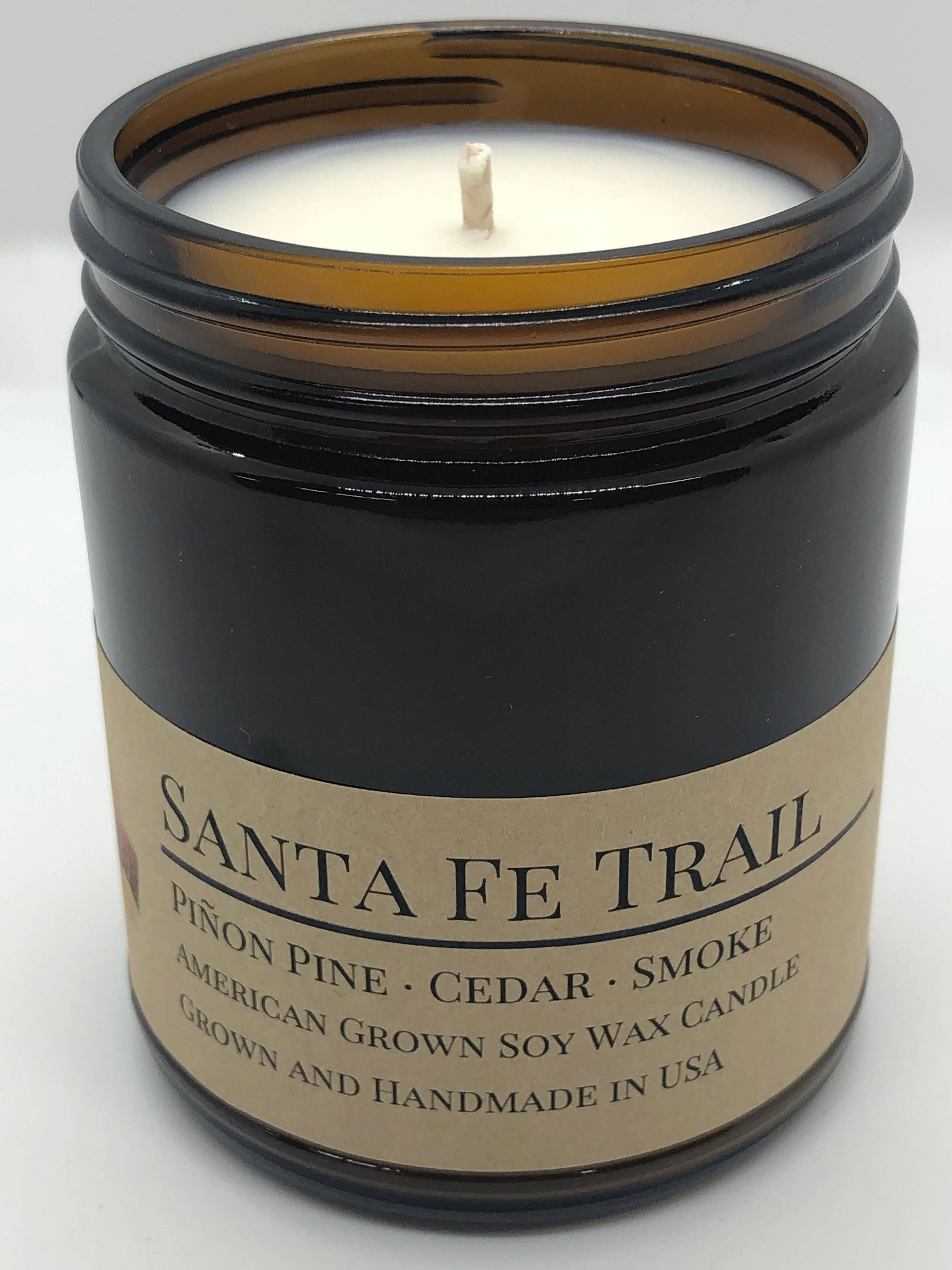 Santa Fe Trail Soy Wax Candle | 9 oz Amber Apothecary Jar - Prairie Fire Candles