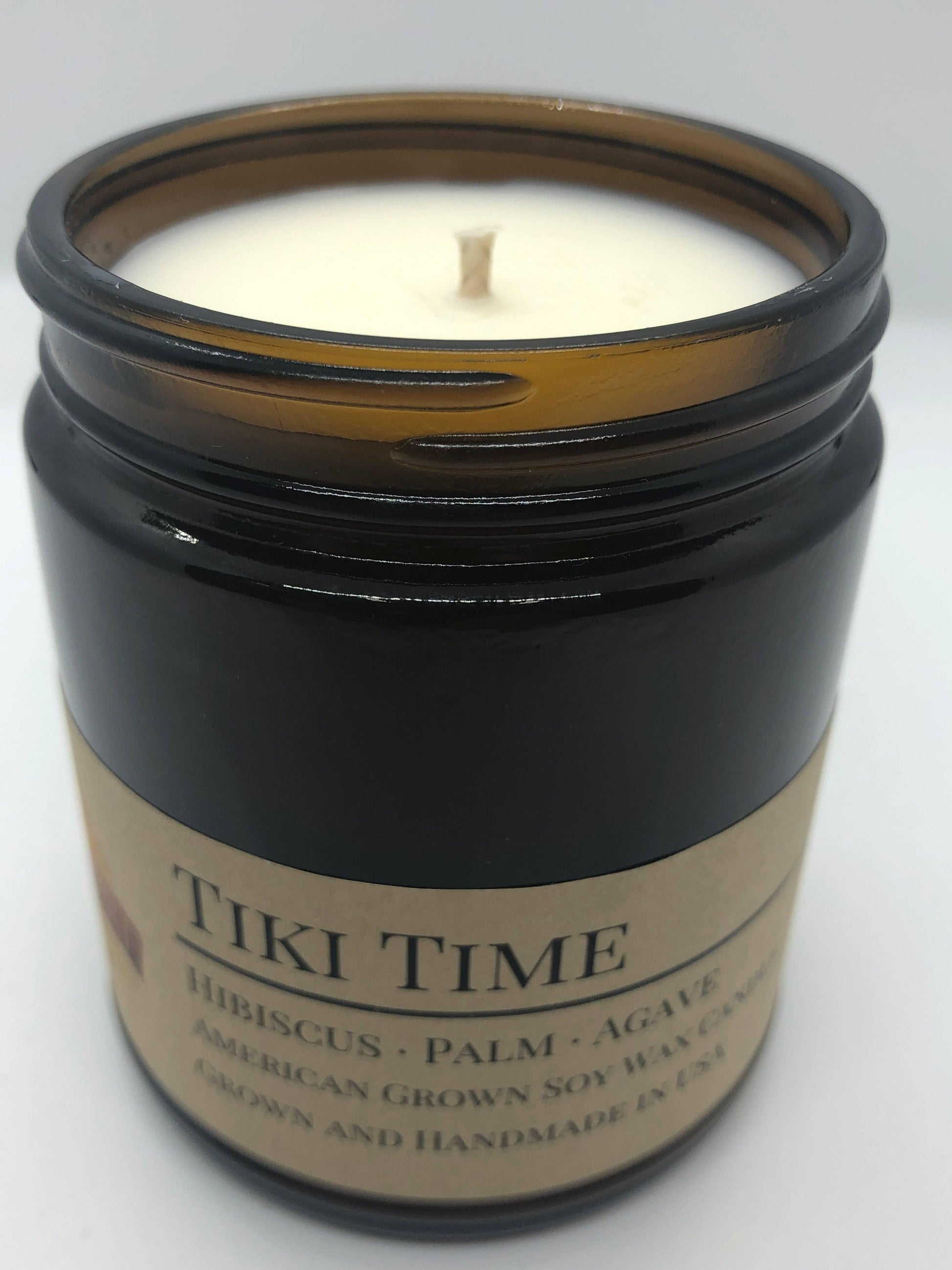 Tiki Time Soy Wax Candle | 9 oz Amber Apothecary Jar - Prairie Fire Candles