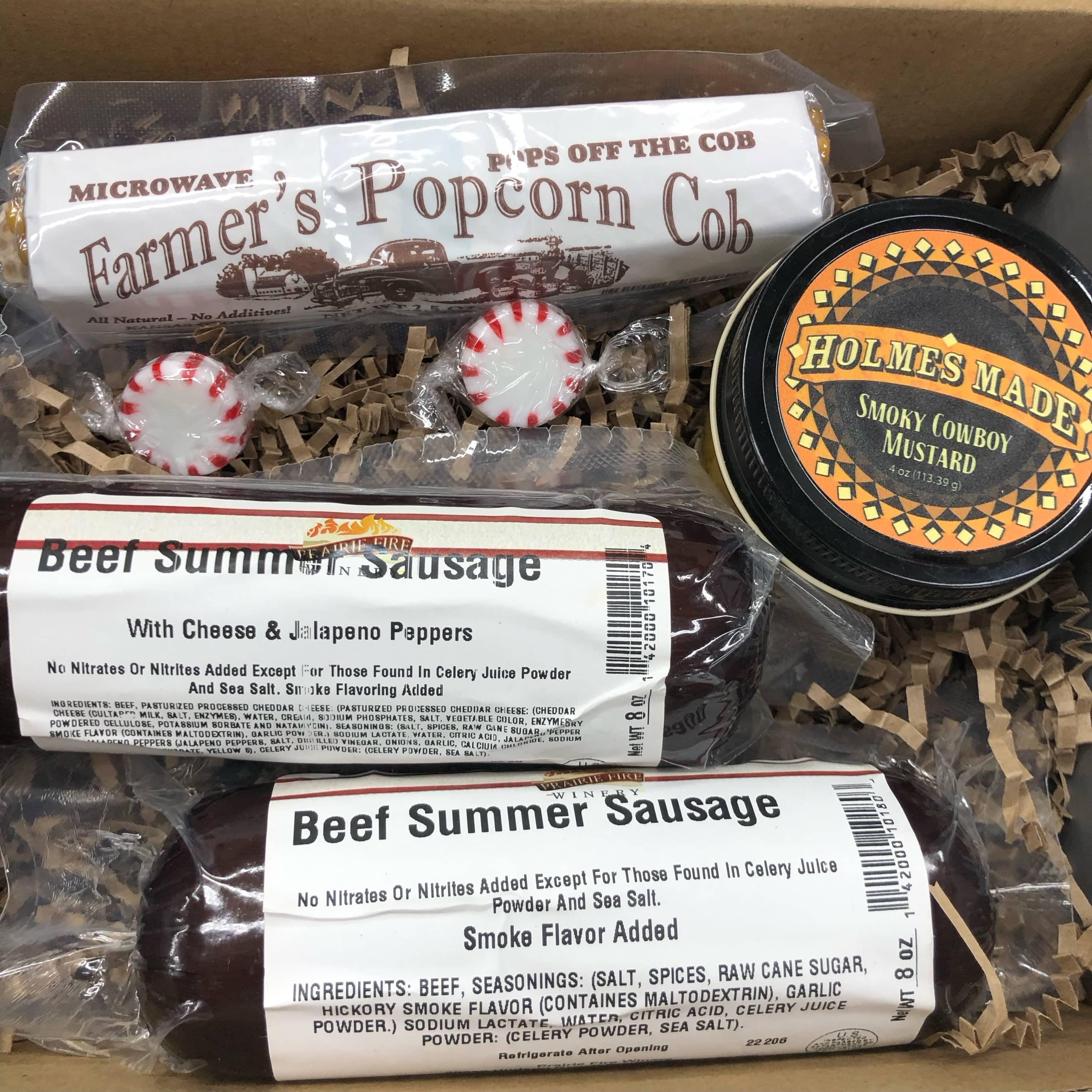 The Kansan Gift Set Kansas Beef Summer Sausage Gift Box Basket