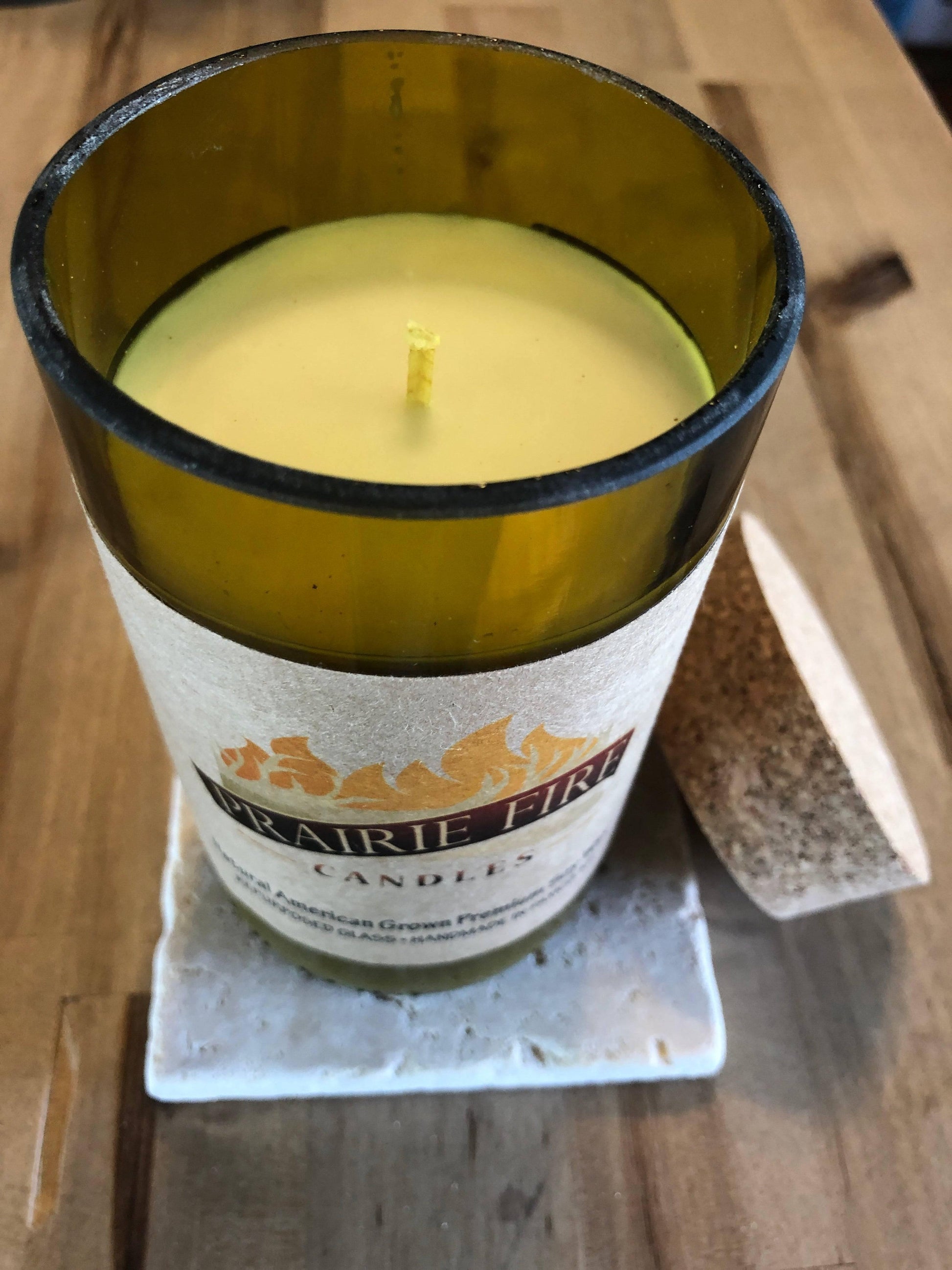 Travertine Marble Candle Coaster - Surface Protector - Prairie Fire Candles
