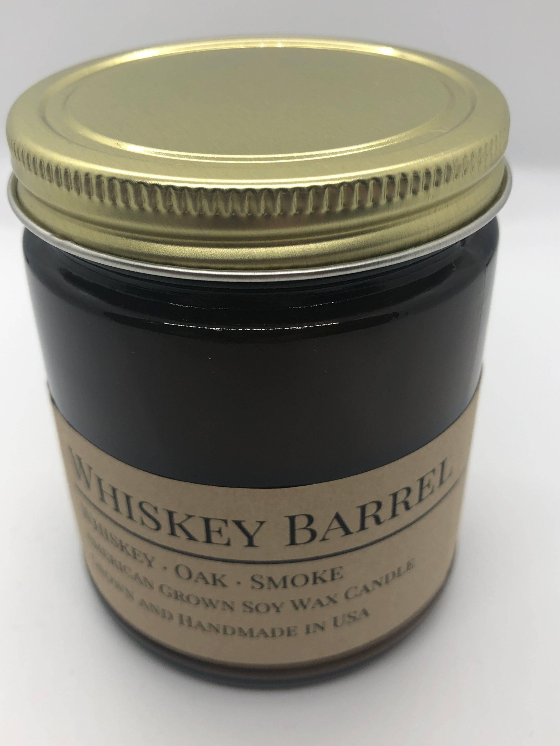 Whiskey Barrel Soy Wax Candle | 9 oz Amber Apothecary Jar - Prairie Fire Candles