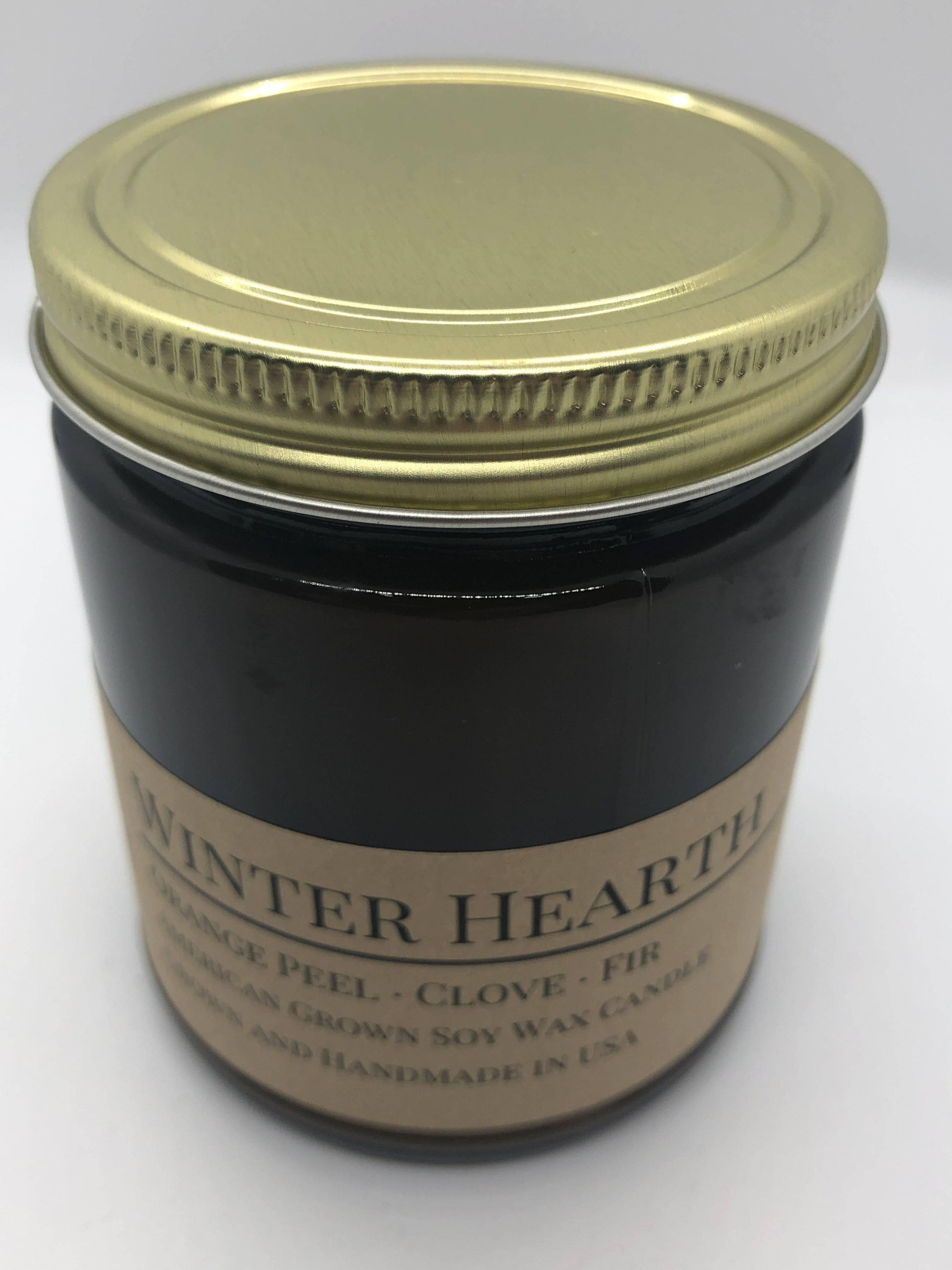 Winter Hearth Soy Wax Candle | 9 oz Amber Apothecary Jar - Prairie Fire Candles