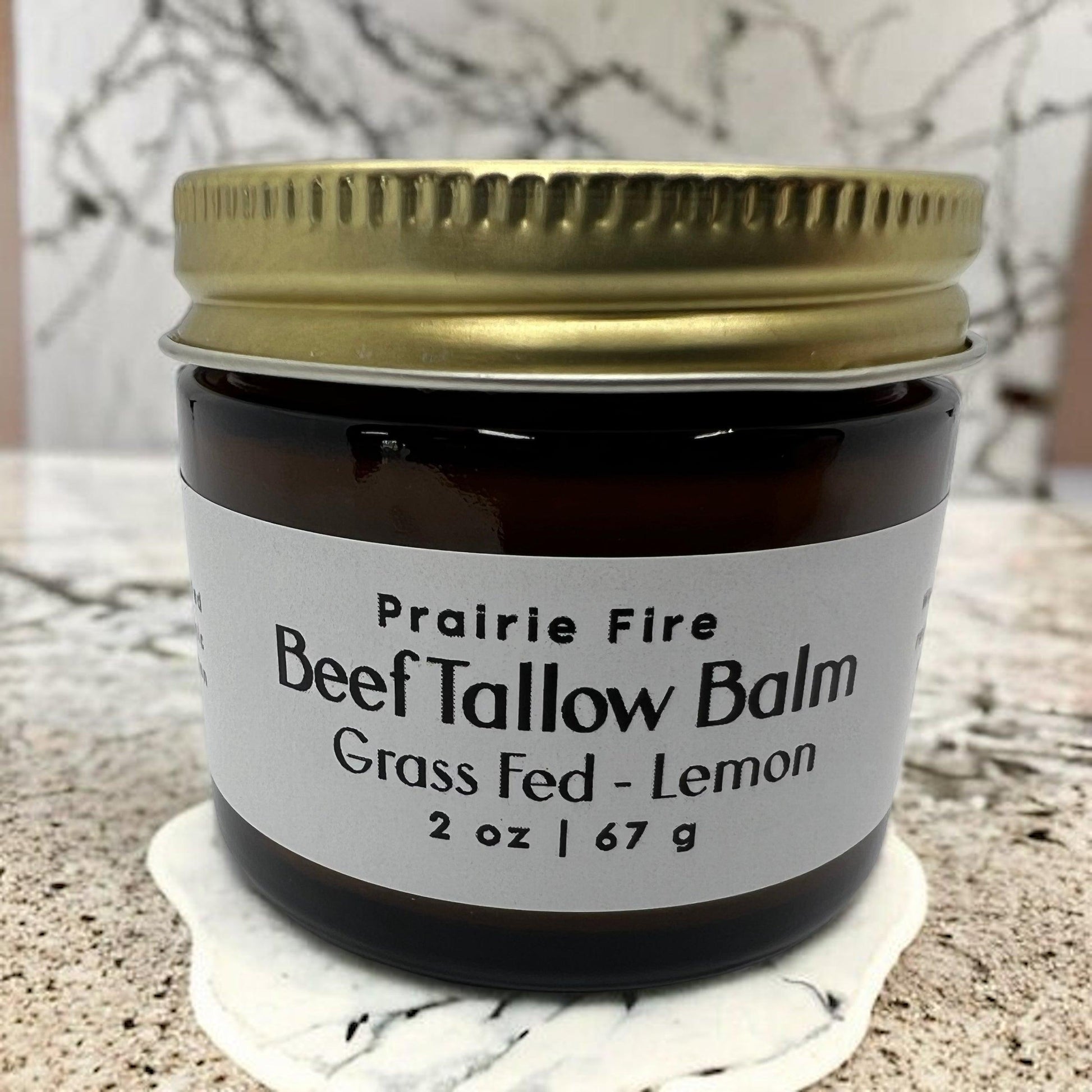 Beef Tallow Balm - 2 oz - Organic Grass Fed and Finished Tallow- Moisturizing Skin Care - Prairie Fire Tallow, Candles, and Lavender