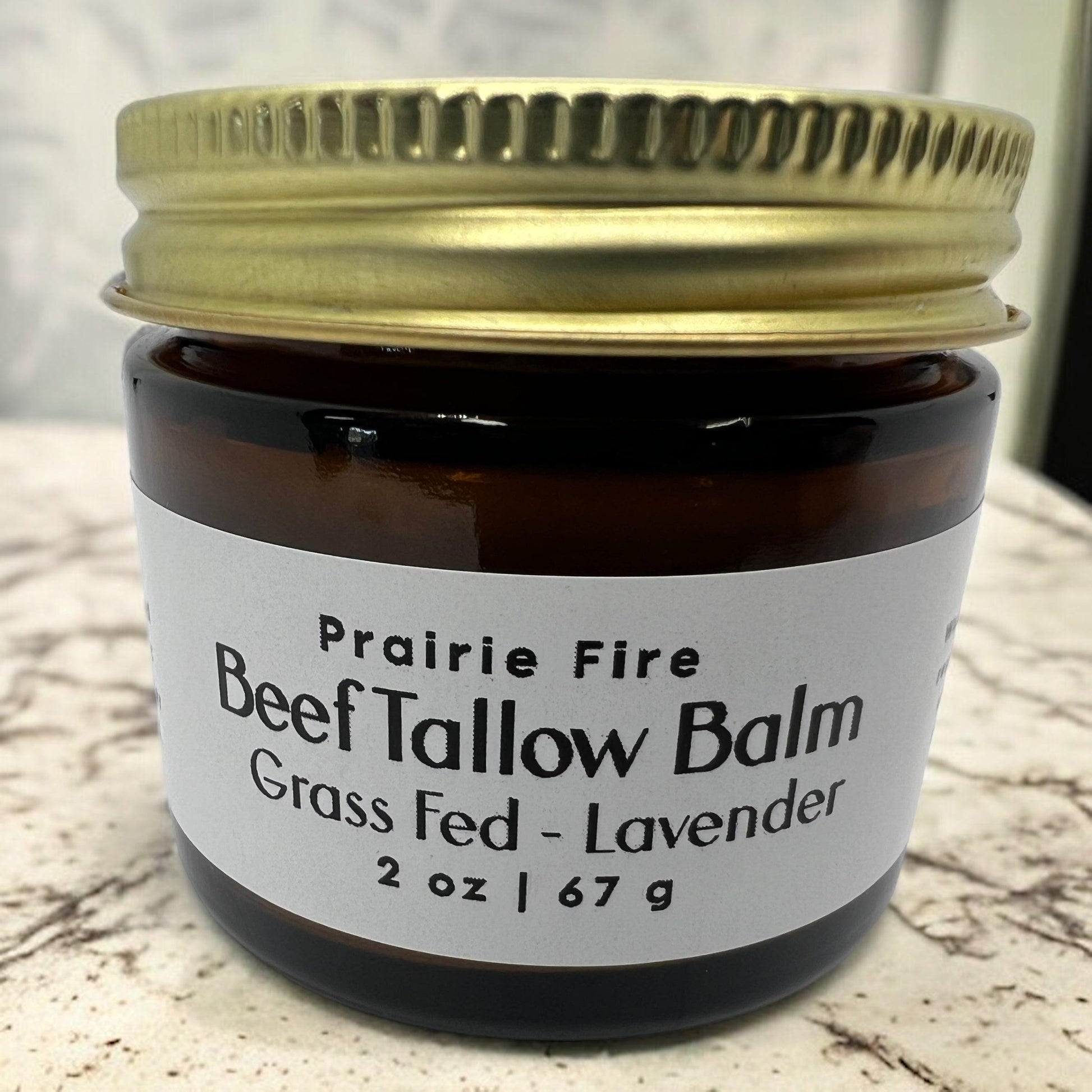 Beef Tallow Balm - 2 oz - Organic Grass Fed and Finished Tallow- Moisturizing Skin Care - Prairie Fire Tallow, Candles, and Lavender