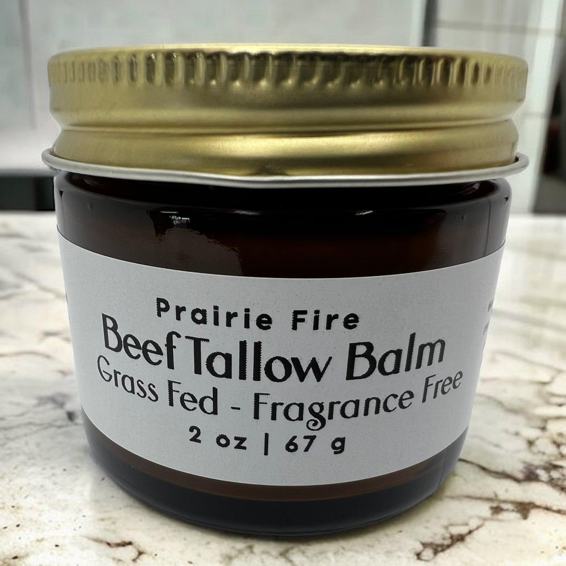 Beef Tallow Balm - 2 oz - Organic Grass Fed and Finished Tallow- Moisturizing Skin Care - Prairie Fire Tallow, Candles, and Lavender