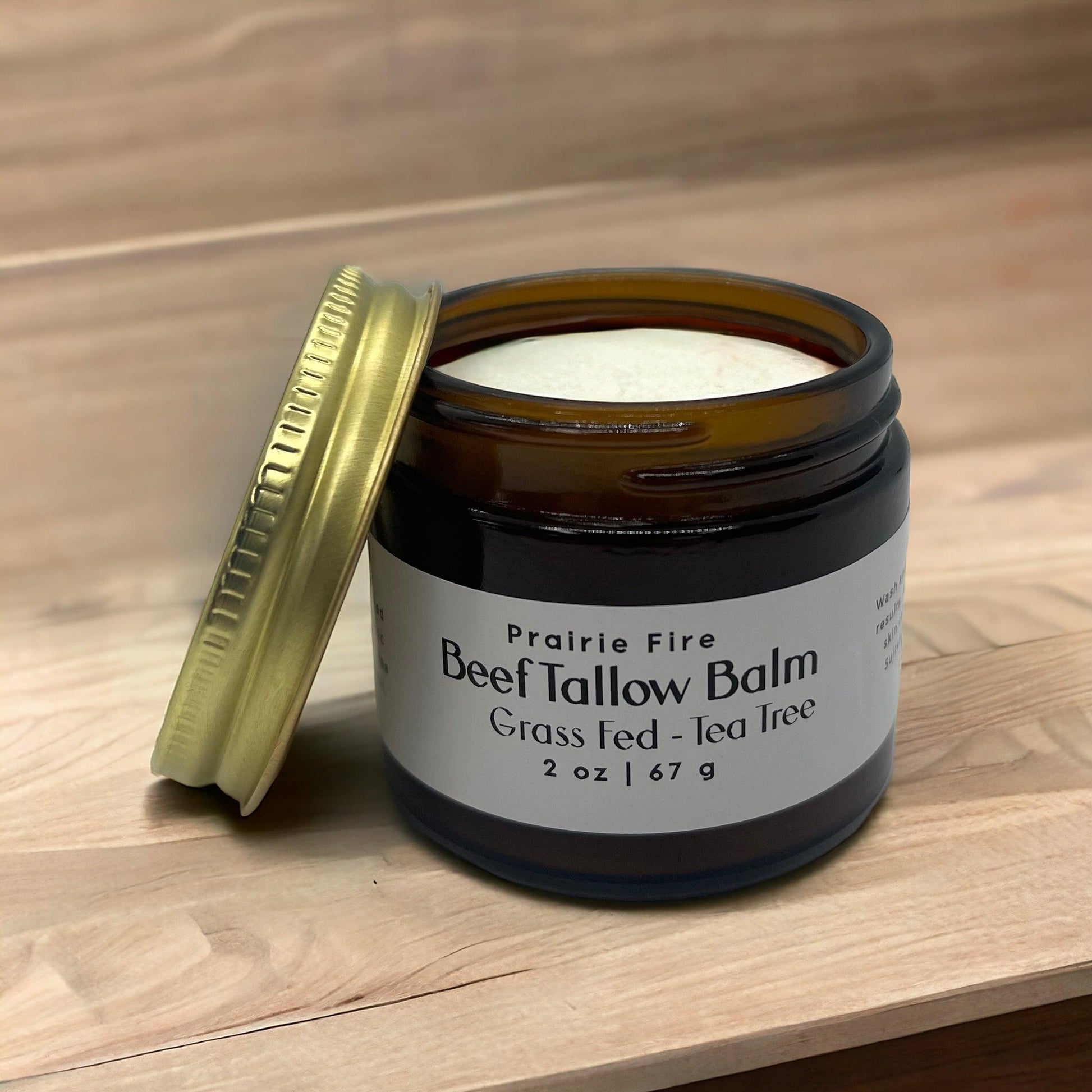 Beef Tallow Balm - 2 oz - Organic Grass Fed and Finished Tallow- Moisturizing Skin Care - Prairie Fire Tallow, Candles, and Lavender