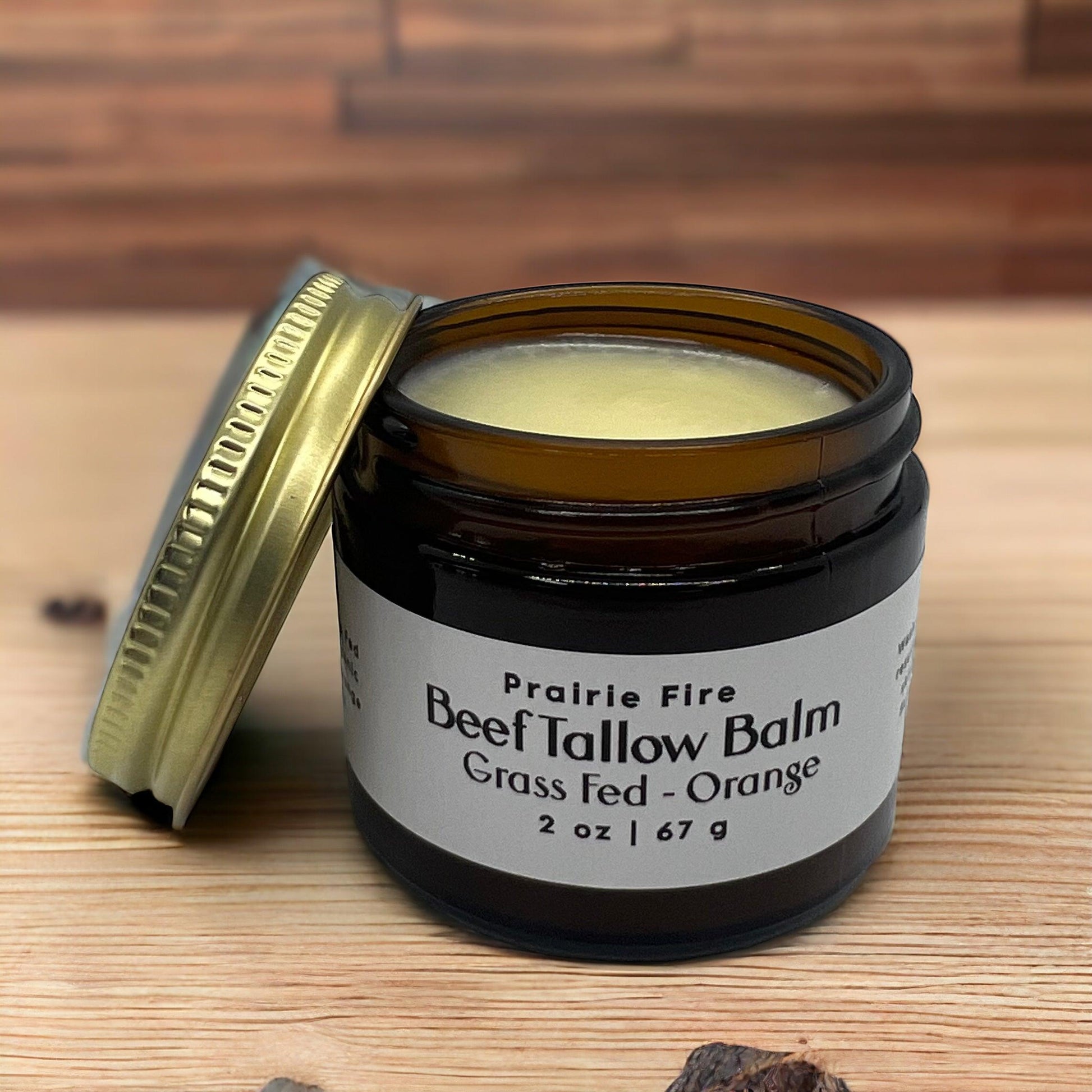 Beef Tallow Balm - 2 oz - Organic Grass Fed and Finished Tallow- Moisturizing Skin Care - Prairie Fire Tallow, Candles, and Lavender