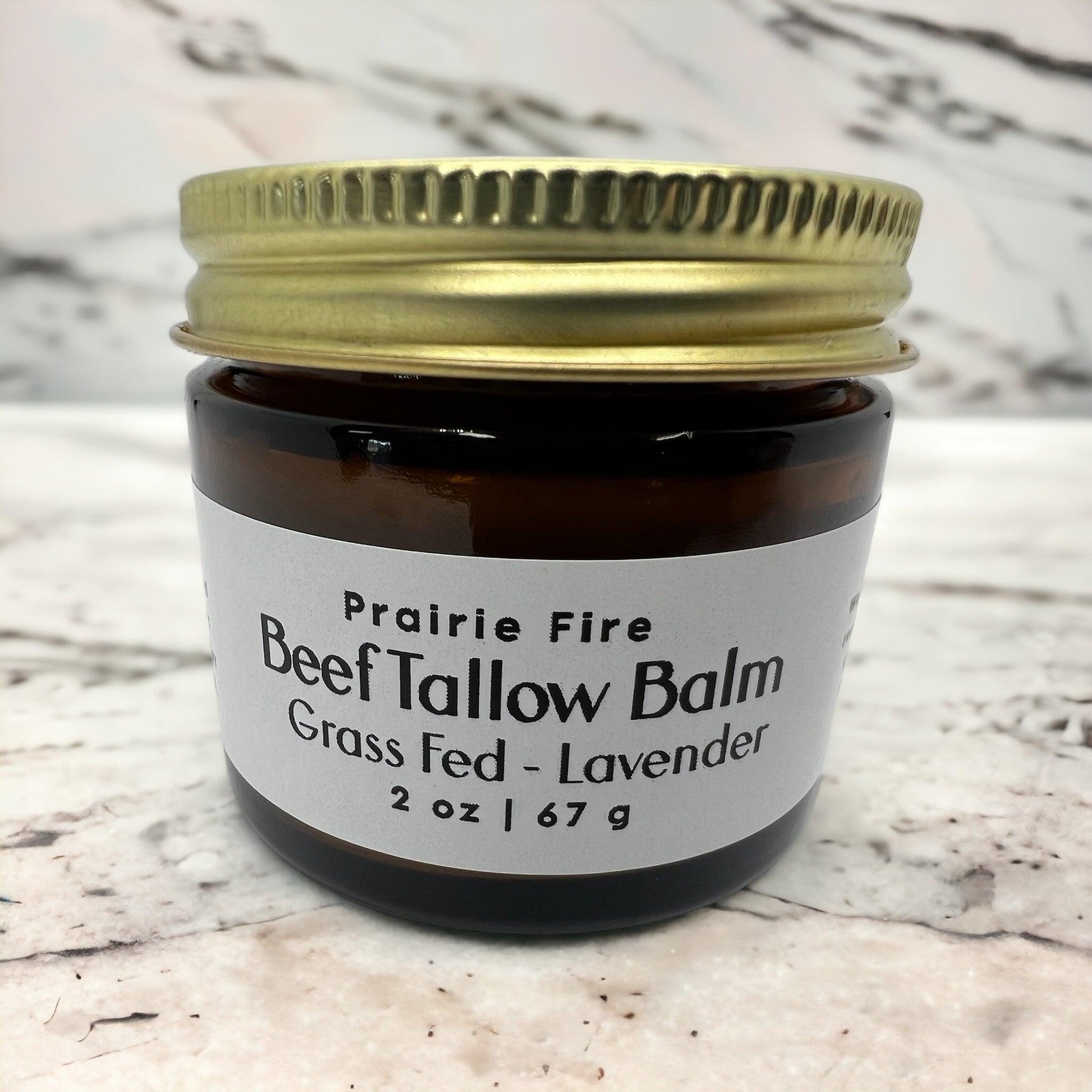 Beef Tallow Balm - 2 oz - Organic Grass Fed and Finished Tallow- Moisturizing Skin Care - Prairie Fire Tallow, Candles, and Lavender