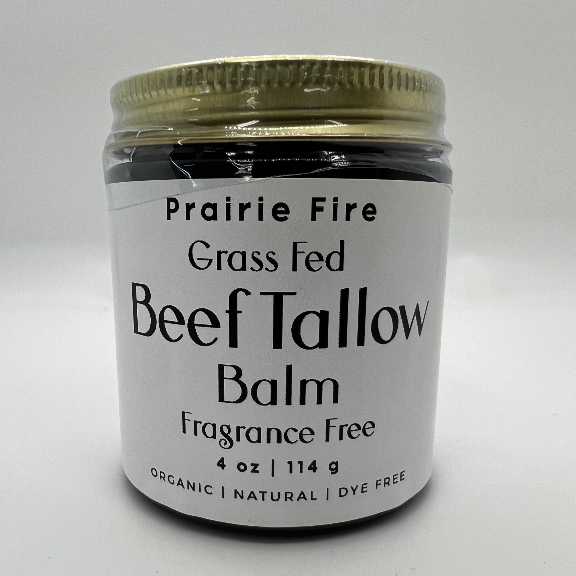 Beef Tallow Balm - 4 oz - Organic Grass Fed and Finished Tallow - Moisturizing Skin Care - Prairie Fire Tallow, Candles, and Lavender