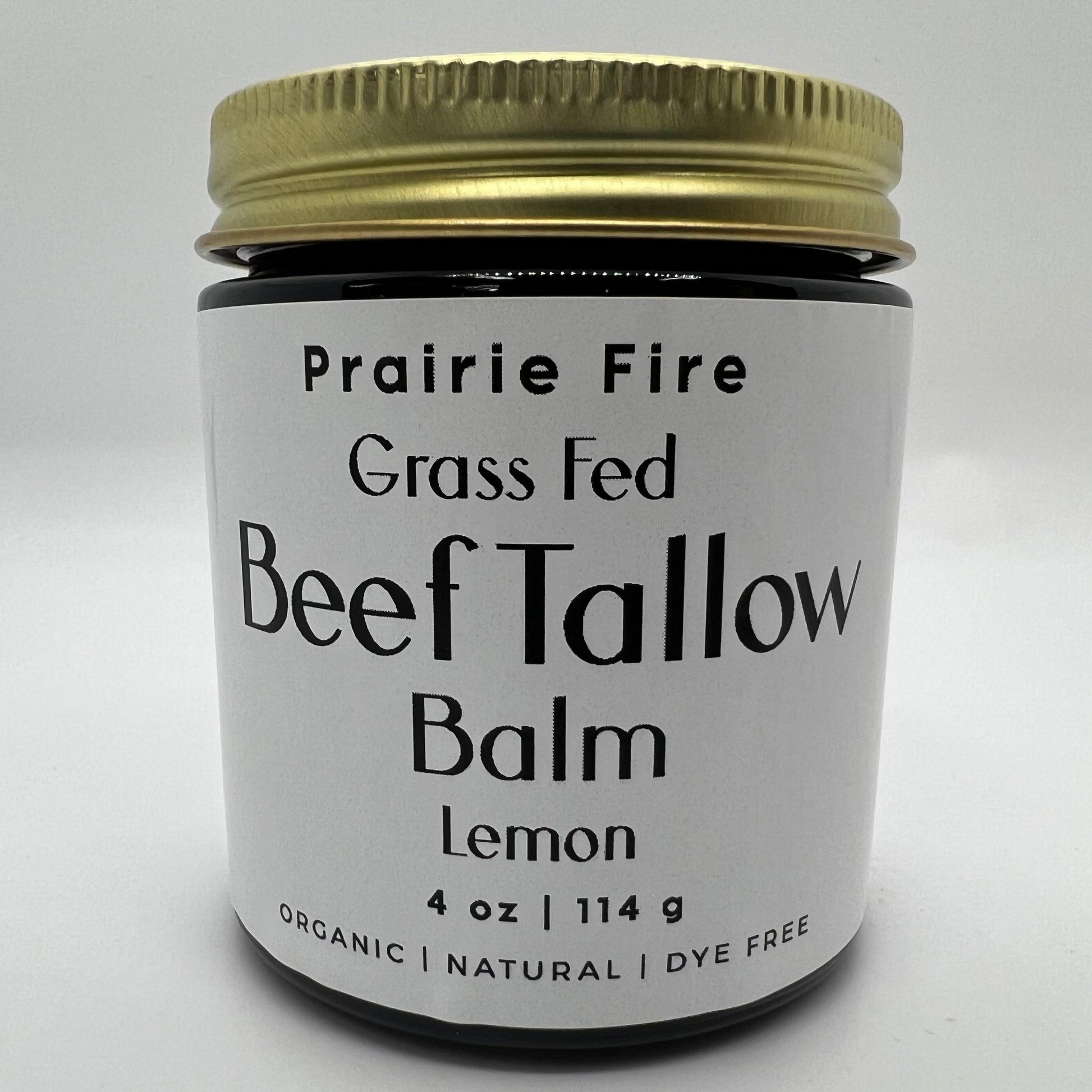 Beef Tallow Balm - 4 oz - Organic Grass Fed and Finished Tallow - Moisturizing Skin Care - Prairie Fire Tallow, Candles, and Lavender