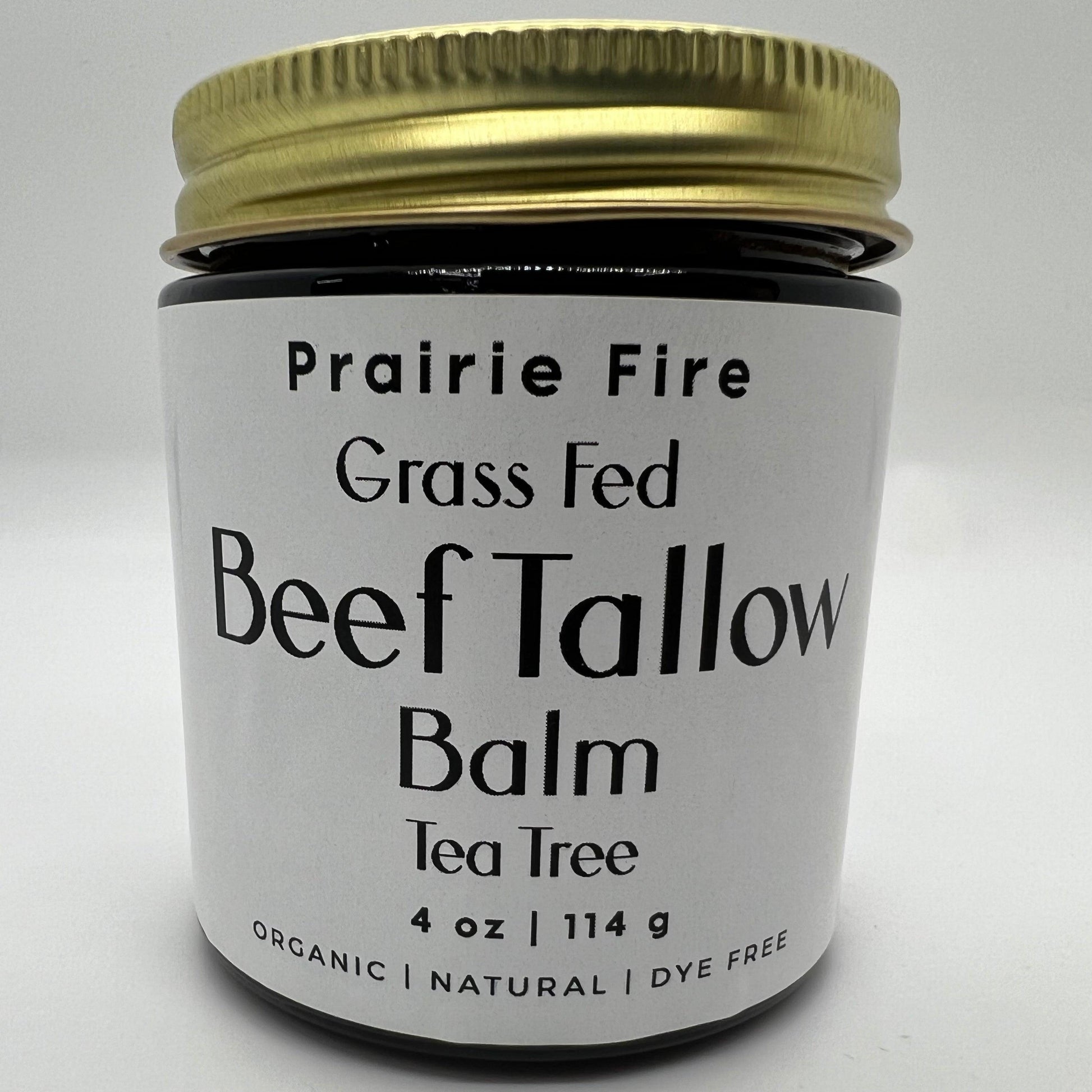 Beef Tallow Balm - 4 oz - Organic Grass Fed and Finished Tallow - Moisturizing Skin Care - Prairie Fire Tallow, Candles, and Lavender