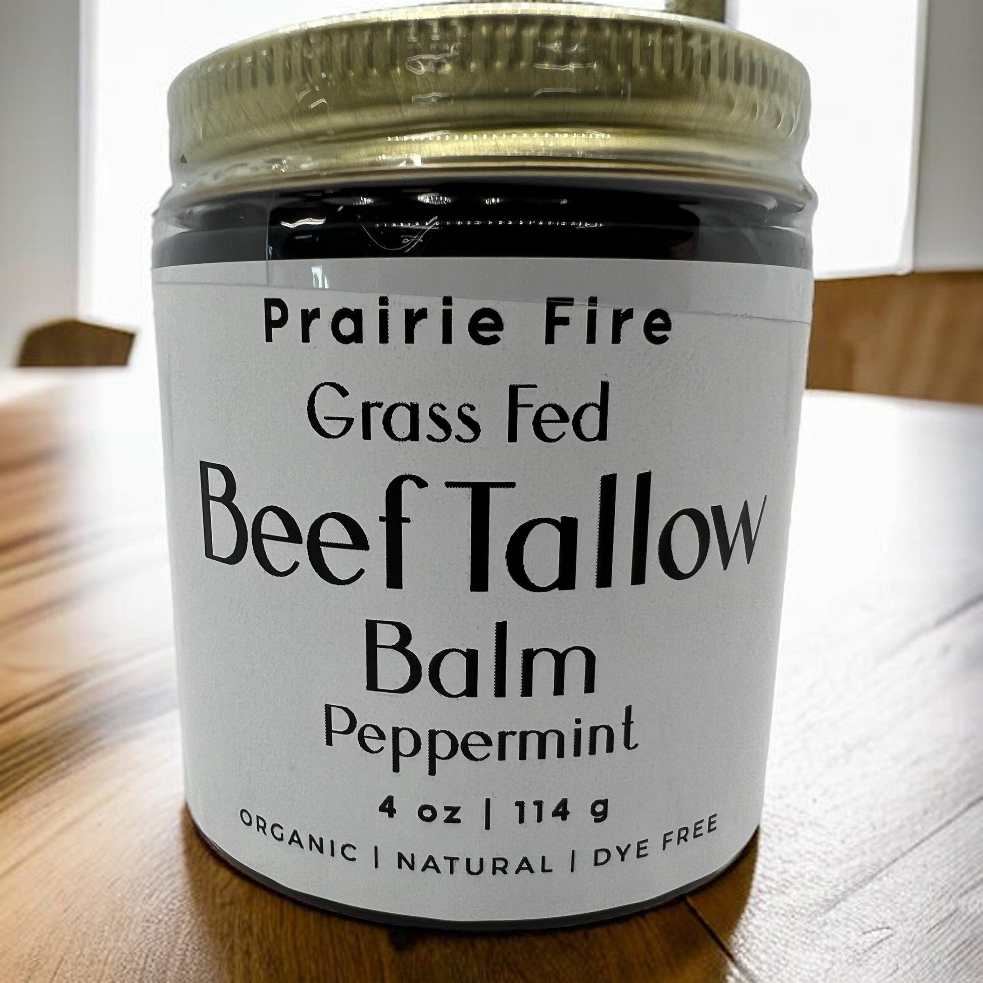 Beef Tallow Balm - 4 oz - Organic Grass Fed and Finished Tallow - Moisturizing Skin Care - Prairie Fire Tallow, Candles, and Lavender