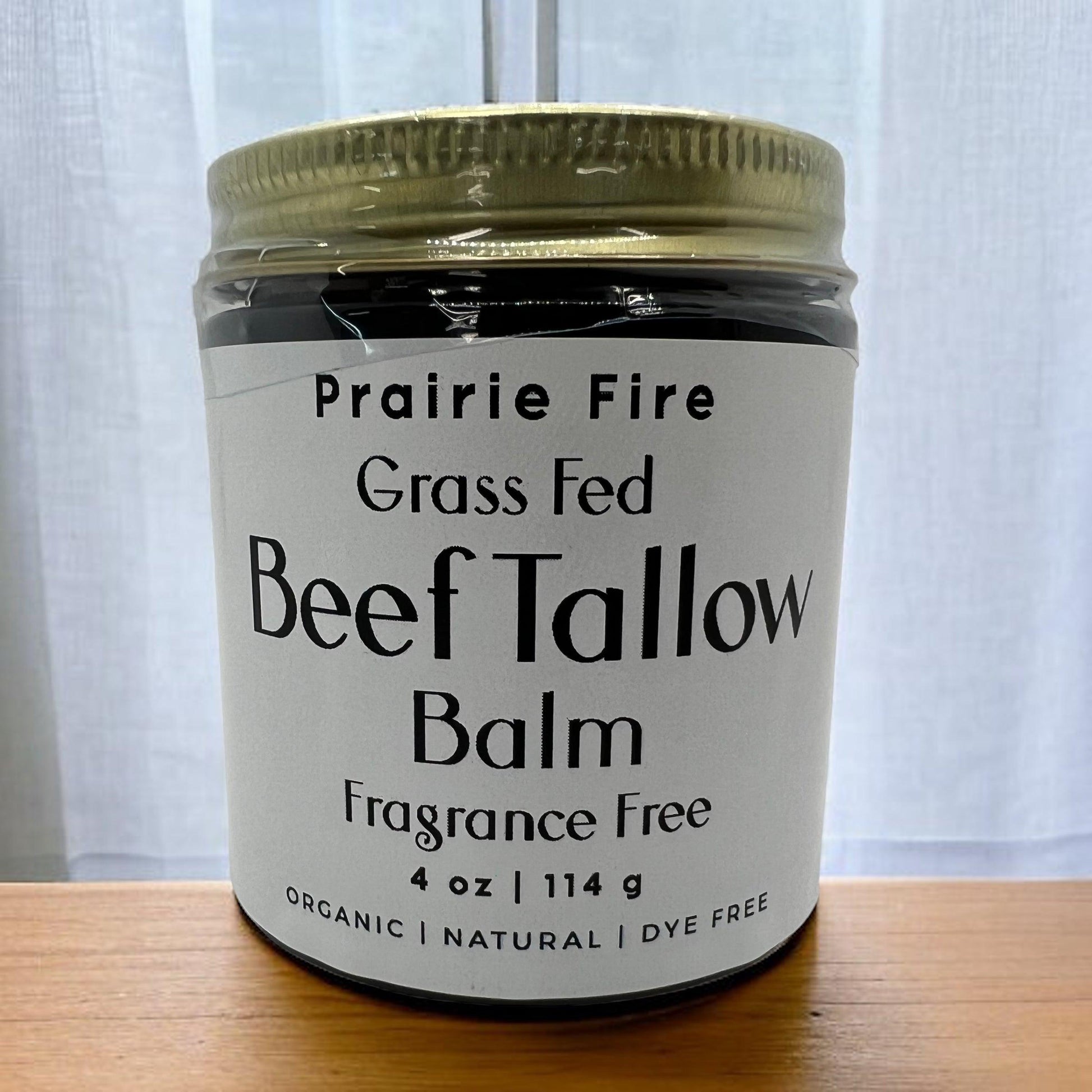 Beef Tallow Balm - 4 oz - Organic Grass Fed and Finished Tallow - Moisturizing Skin Care - Prairie Fire Tallow, Candles, and Lavender