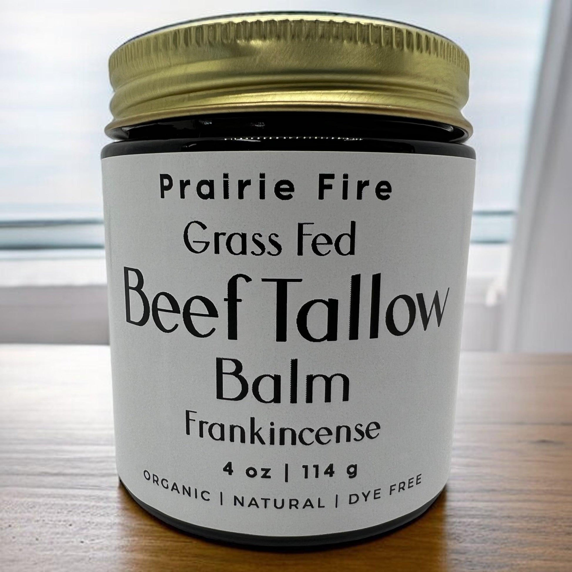 Beef Tallow Balm - 4 oz - Organic Grass Fed and Finished Tallow - Moisturizing Skin Care - Prairie Fire Tallow, Candles, and Lavender