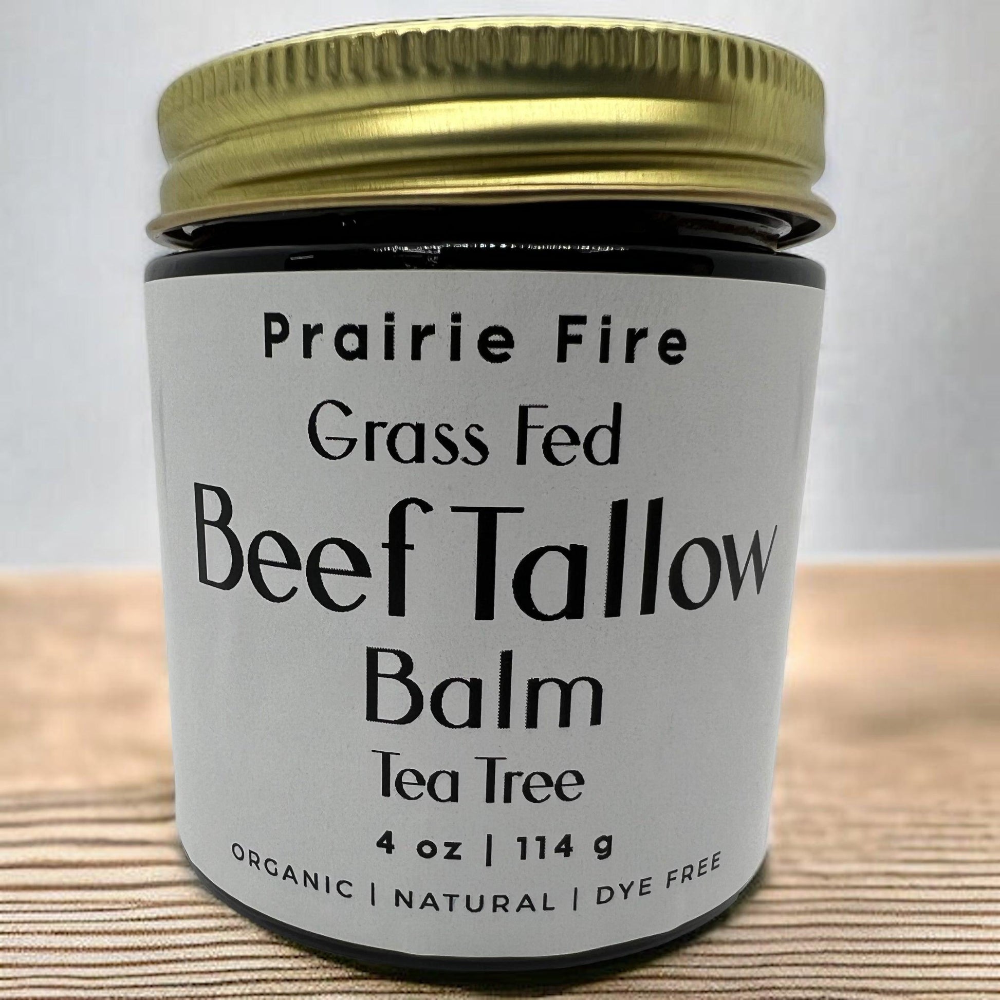 Beef Tallow Balm - 4 oz - Organic Grass Fed and Finished Tallow - Moisturizing Skin Care - Prairie Fire Tallow, Candles, and Lavender