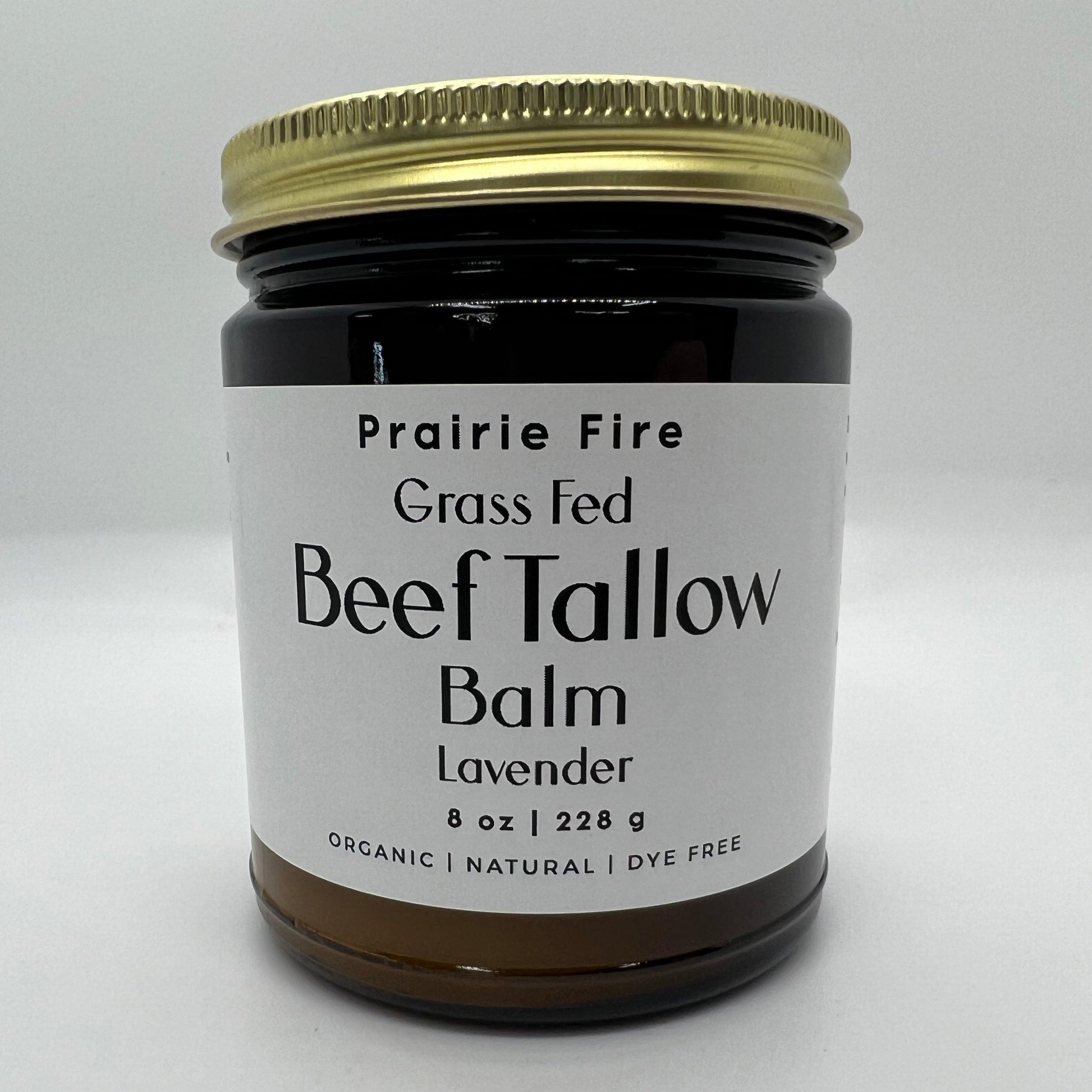 Beef Tallow Balm - 8 oz - Organic Grass Fed and Finished - Moisturizing Skin Care - Prairie Fire Tallow, Candles, and Lavender