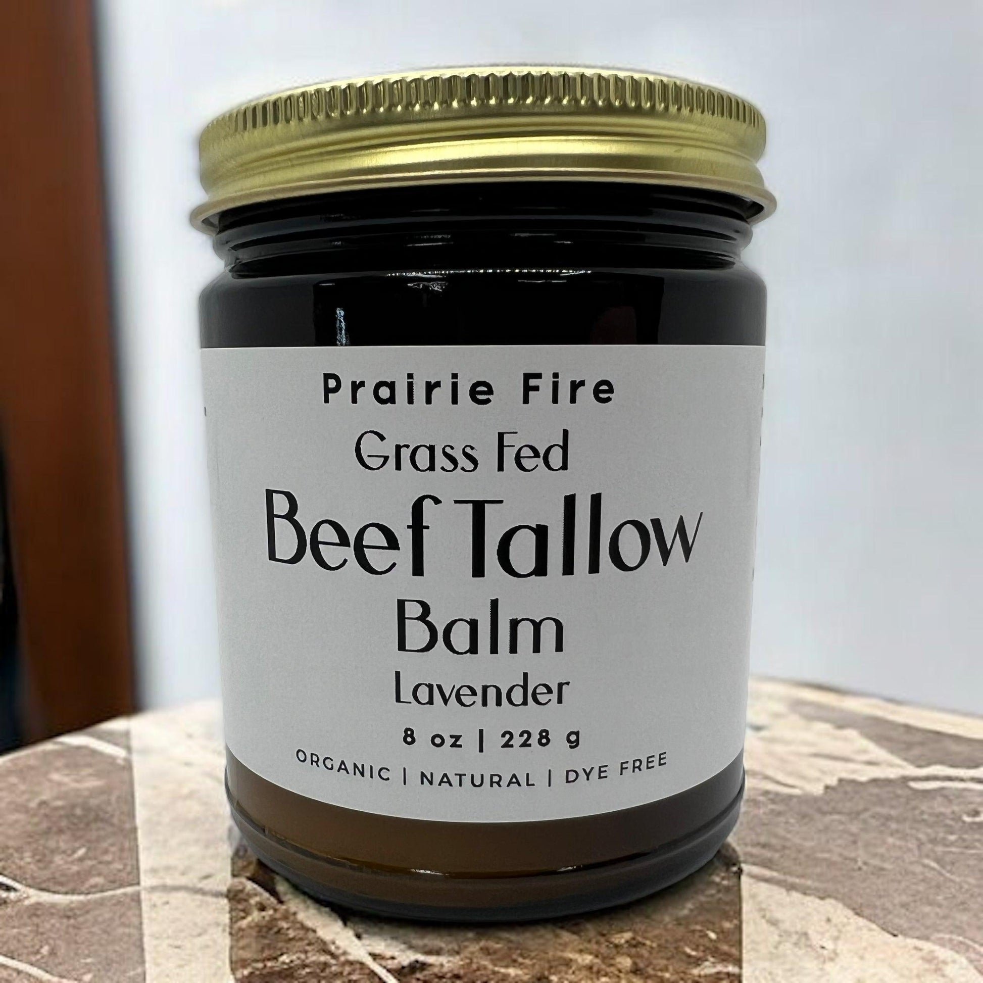 Beef Tallow Balm - 8 oz - Organic Grass Fed and Finished - Moisturizing Skin Care - Prairie Fire Tallow, Candles, and Lavender