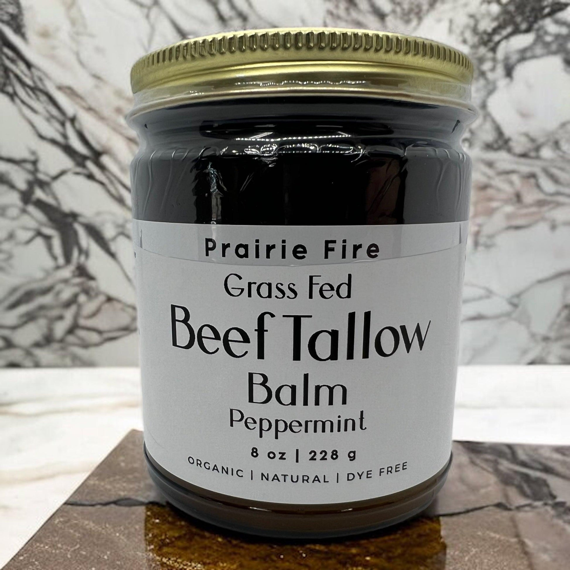 Beef Tallow Balm - 8 oz - Organic Grass Fed and Finished - Moisturizing Skin Care - Prairie Fire Tallow, Candles, and Lavender