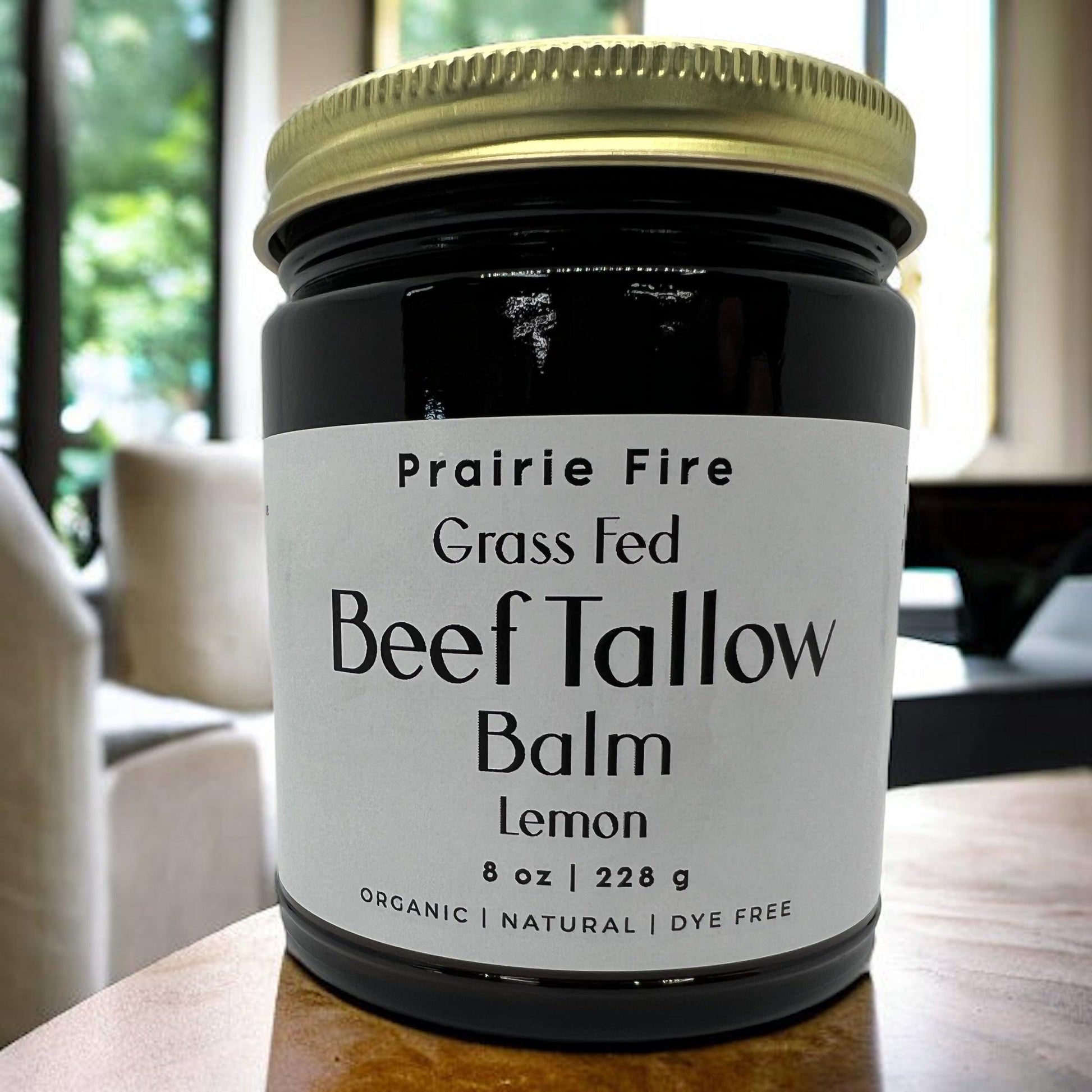 Beef Tallow Balm - 8 oz - Organic Grass Fed and Finished - Moisturizing Skin Care - Prairie Fire Tallow, Candles, and Lavender