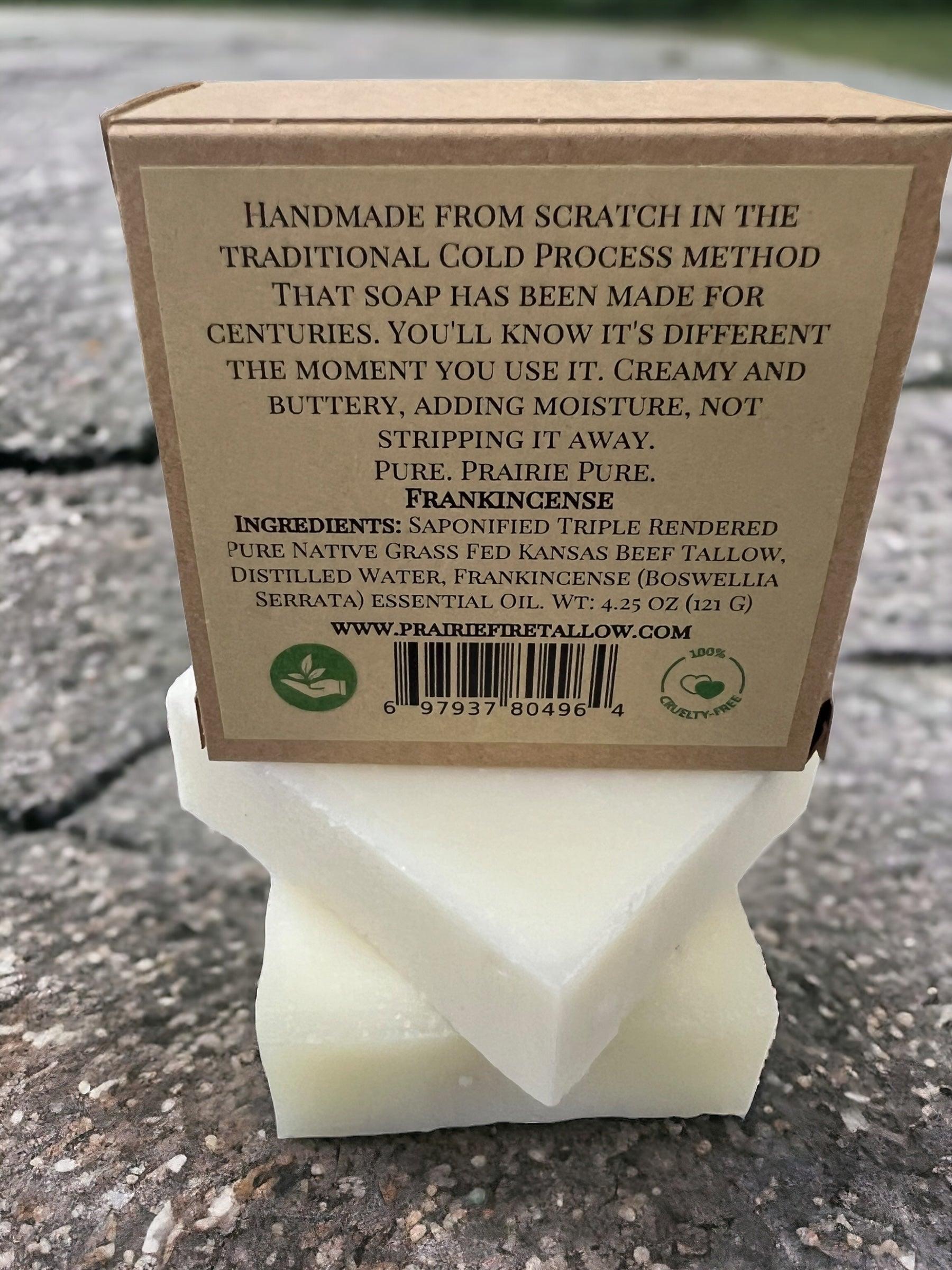 Pure Beef Tallow Soap Bar, (Single Bar) Grass Fed and Finished - Face, Body and Hair - Cleans, Moisturizes, Soothes, and Hydrates. Natural and Organic - Prairie Fire Tallow, Candles, and Lavender