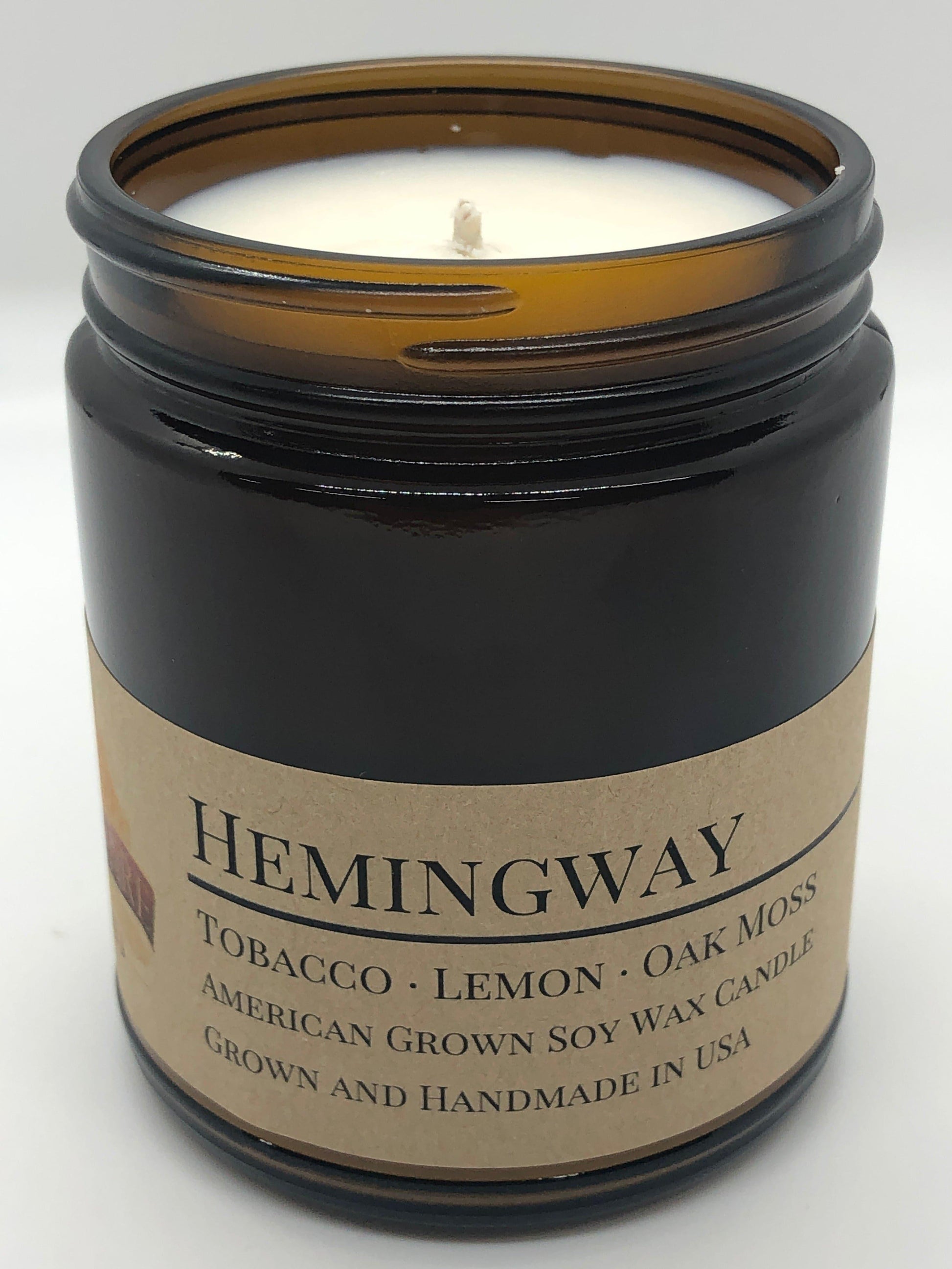 Hemingway Soy Wax Candle | 9 oz Amber Apothecary Jar - Prairie Fire Candles