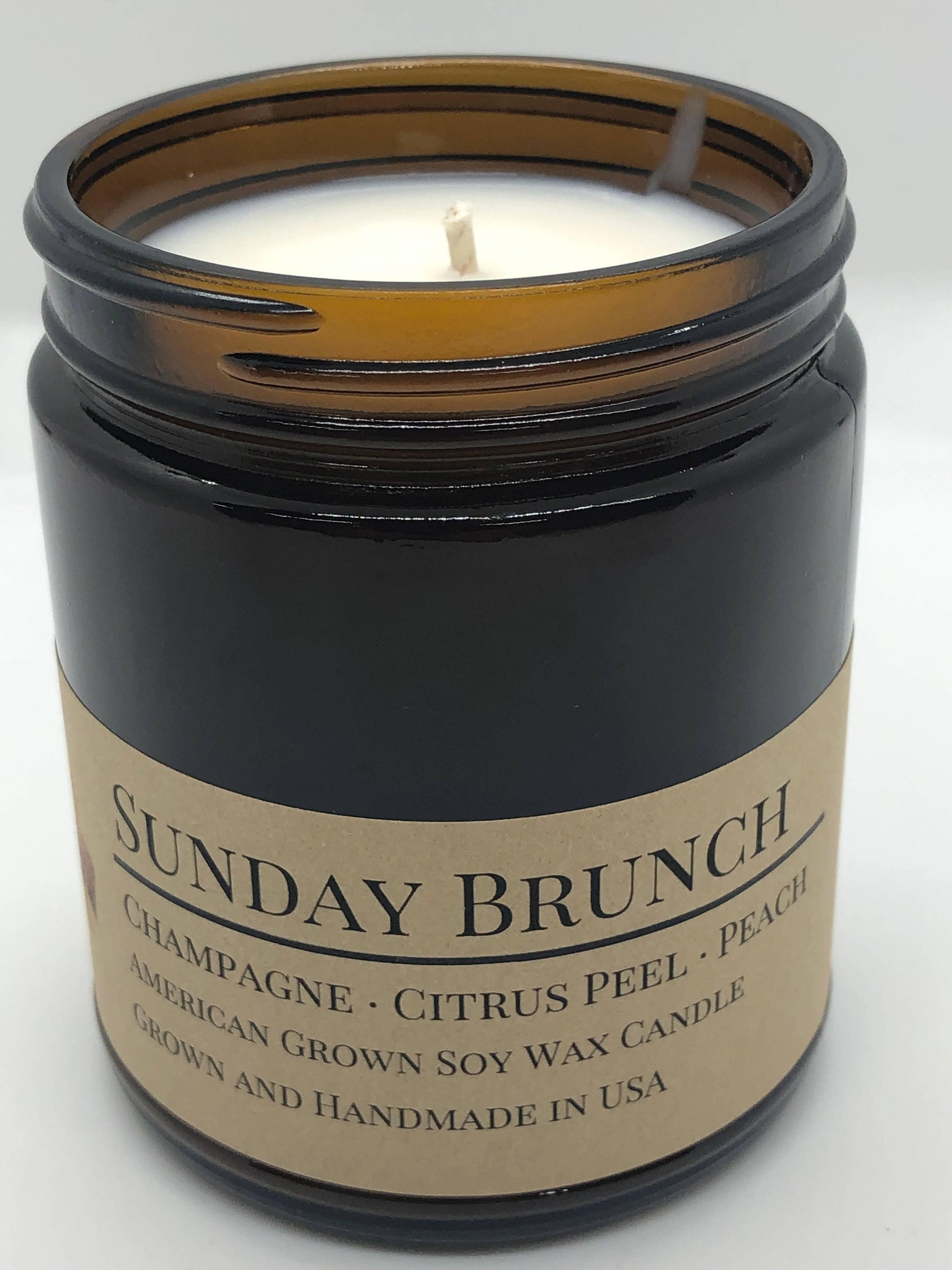Sunday Brunch Soy Wax Candle | 9 oz Amber Apothecary Jar - Prairie Fire Candles