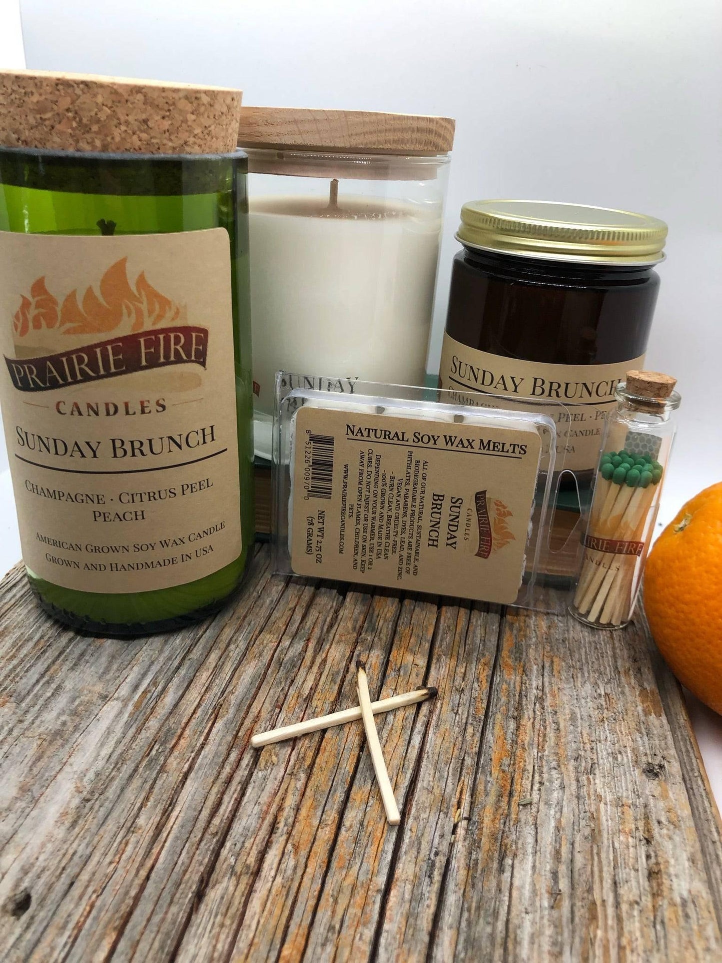 Sunday Brunch Soy Wax Candle | Repurposed Wine Bottle Candle Natural Cork | Handmade in USA Candle | Eco-Friendly Candle | Non-Toxic Soy Candle - Prairie Fire Candles
