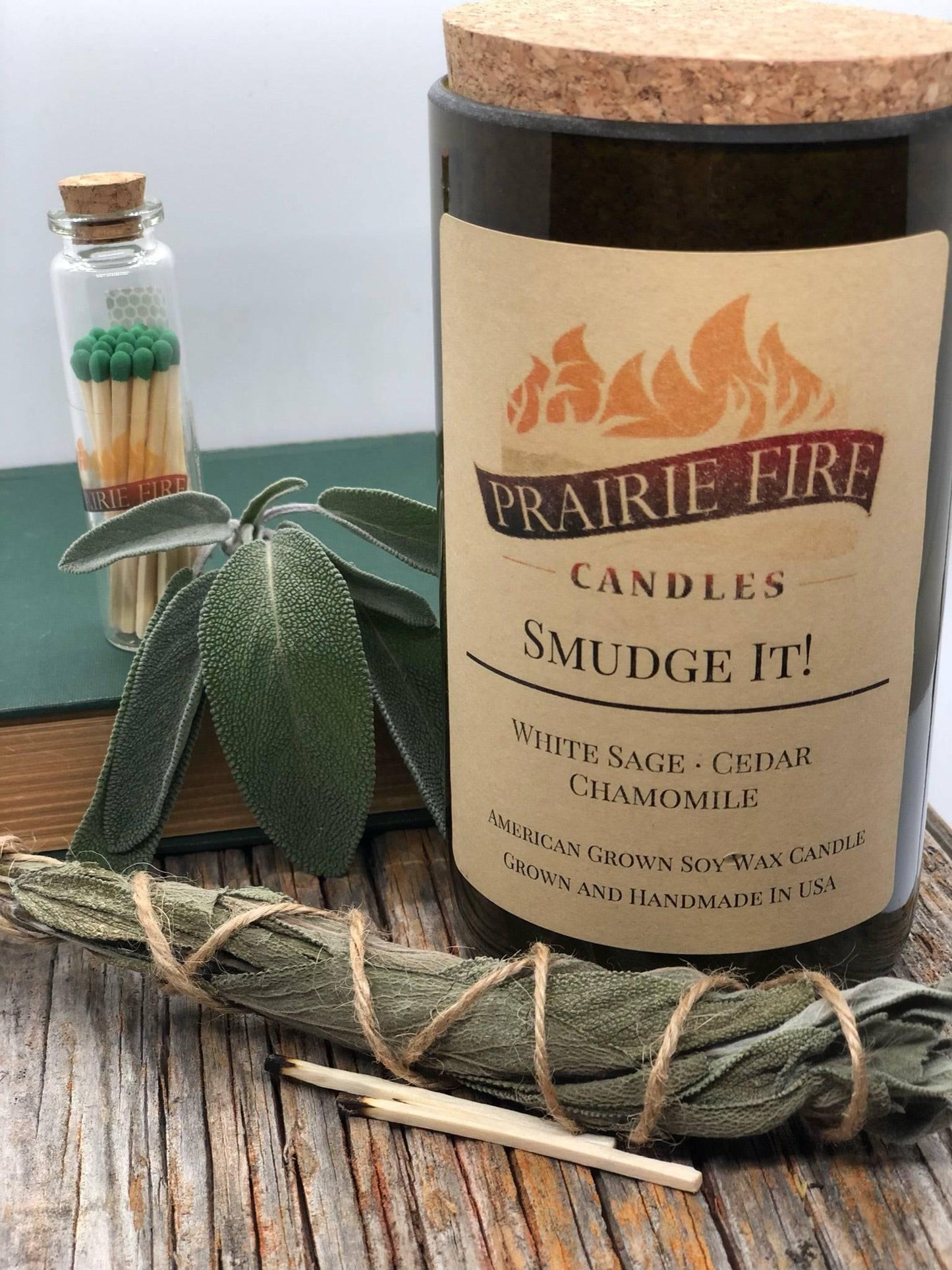 Oregon Trail Soy Wax Candle | Repurposed Wine Bottle Candle Natural Cork | Handmade in USA Candle | Eco-Friendly Candle | Non-Toxic Soy Candle - Prairie Fire Candles