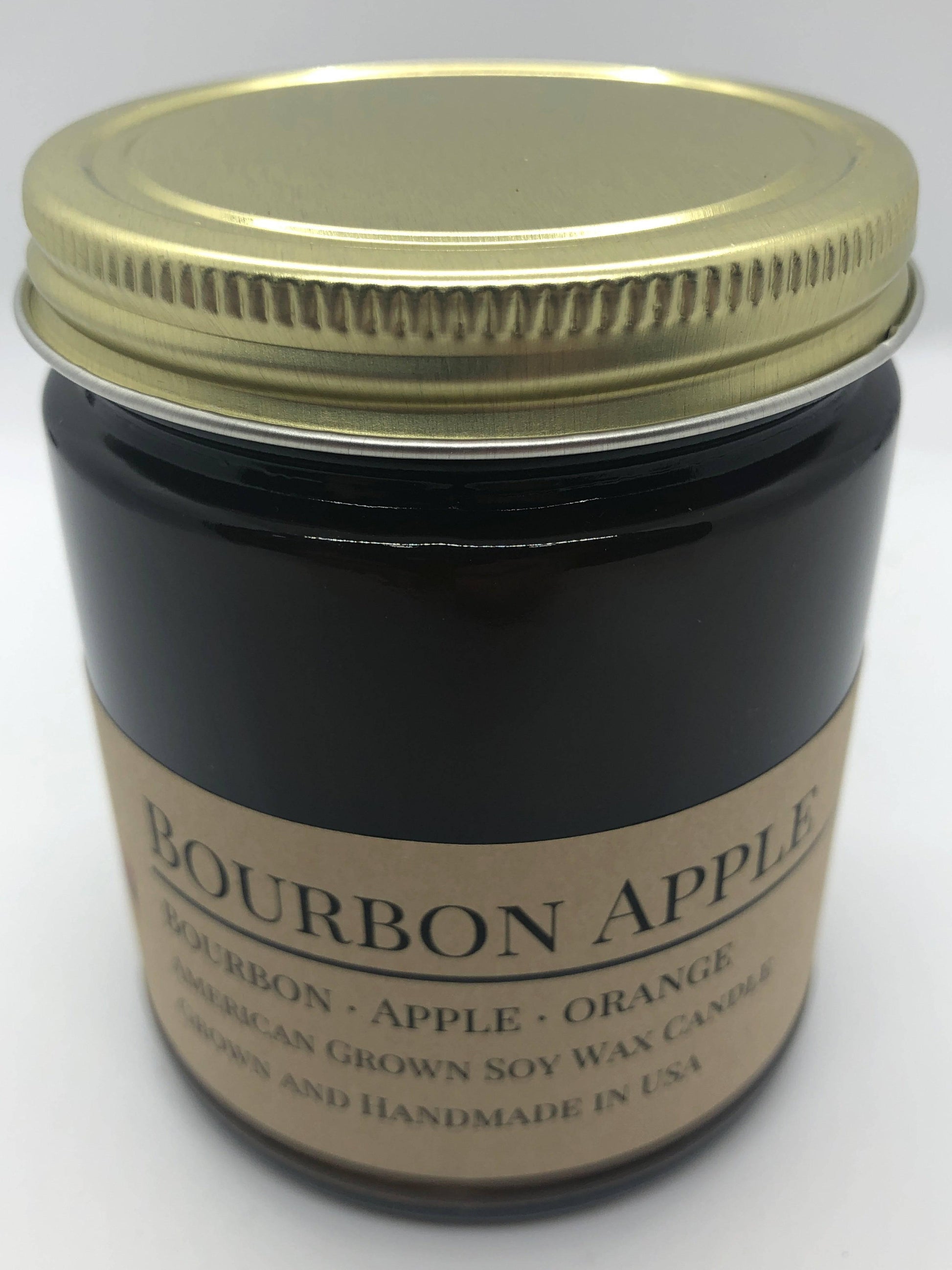 Bourbon Apple Soy Wax Candle | 9 oz Amber Apothecary Jar - Prairie Fire Candles