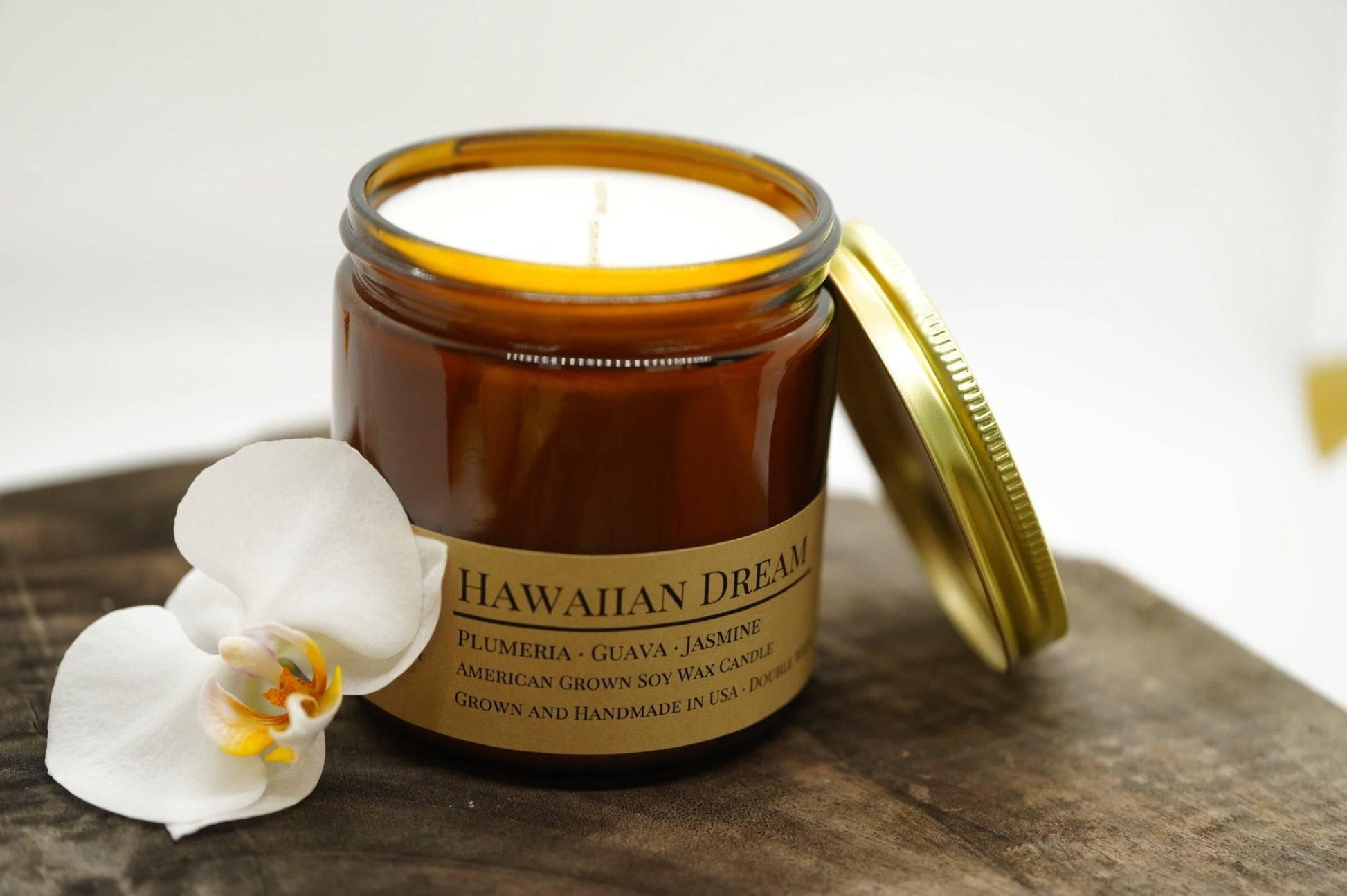 Hawaiian Dream Soy Wax Candle | 16 oz Double Wick Amber Apothecary Jar - Prairie Fire Candles